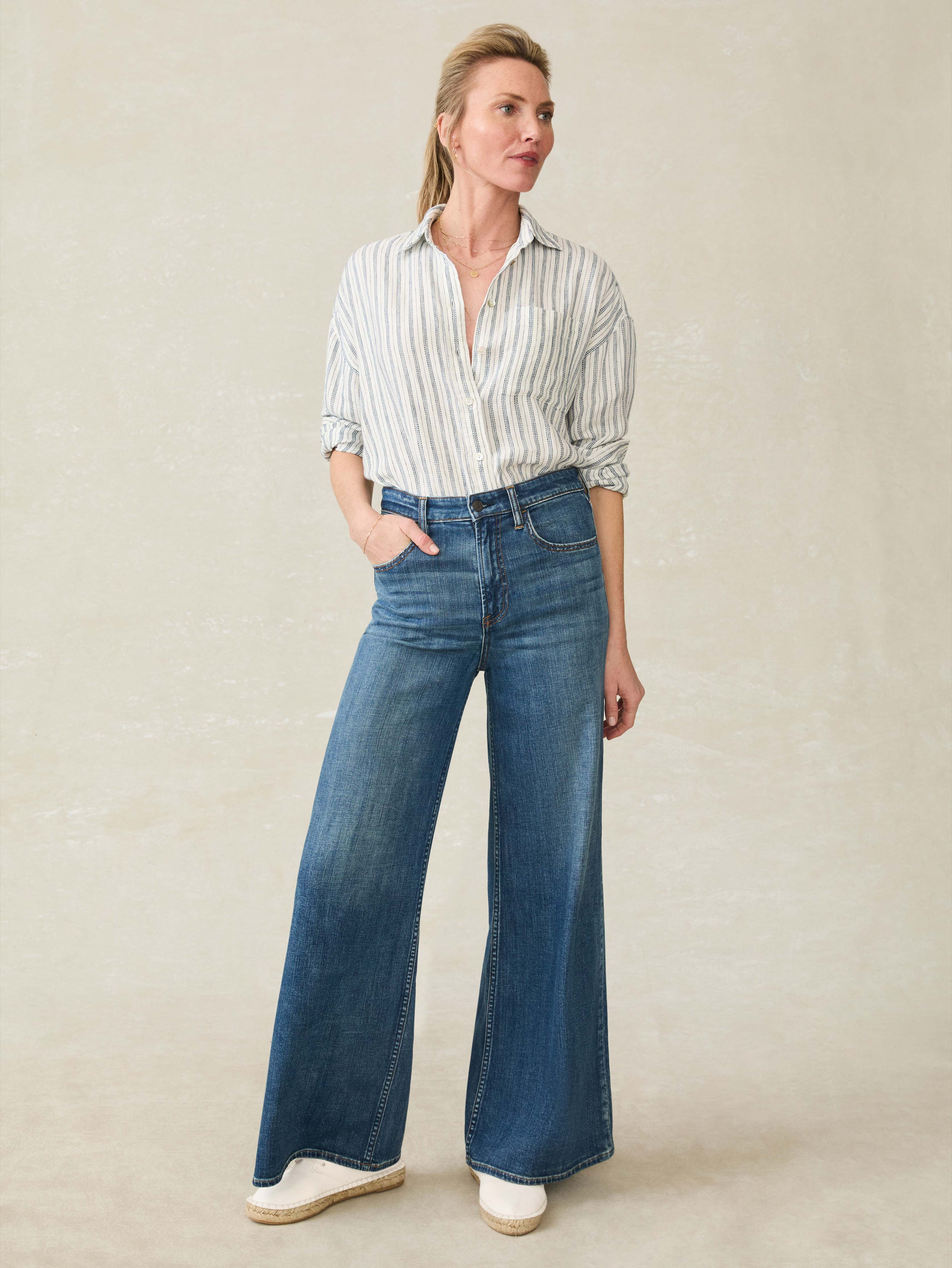 Santa Cruz Linen Relaxed Shirt - Oceanside Stripe
