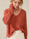 Miramar Linen V-Neck Sweater - Red Rock