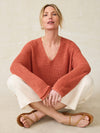 Miramar Linen V-Neck Sweater - Red Rock