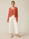 Miramar Linen V-Neck Sweater - Red Rock
