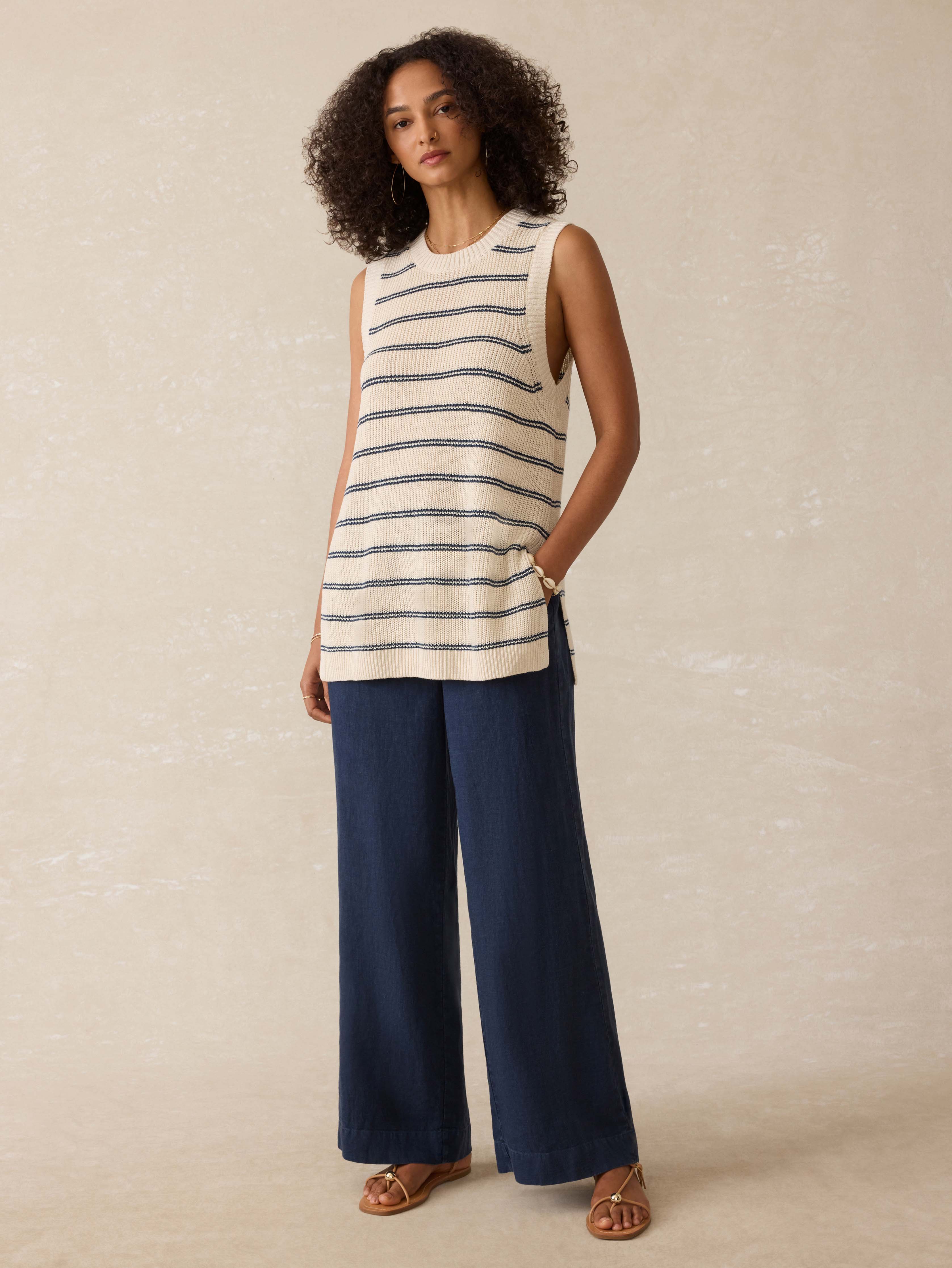 Miramar Linen Sweater Tunic - Lido Lines