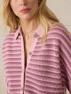 Seacoast Crochet Cabana Shirt - Mini Orchid Stripe