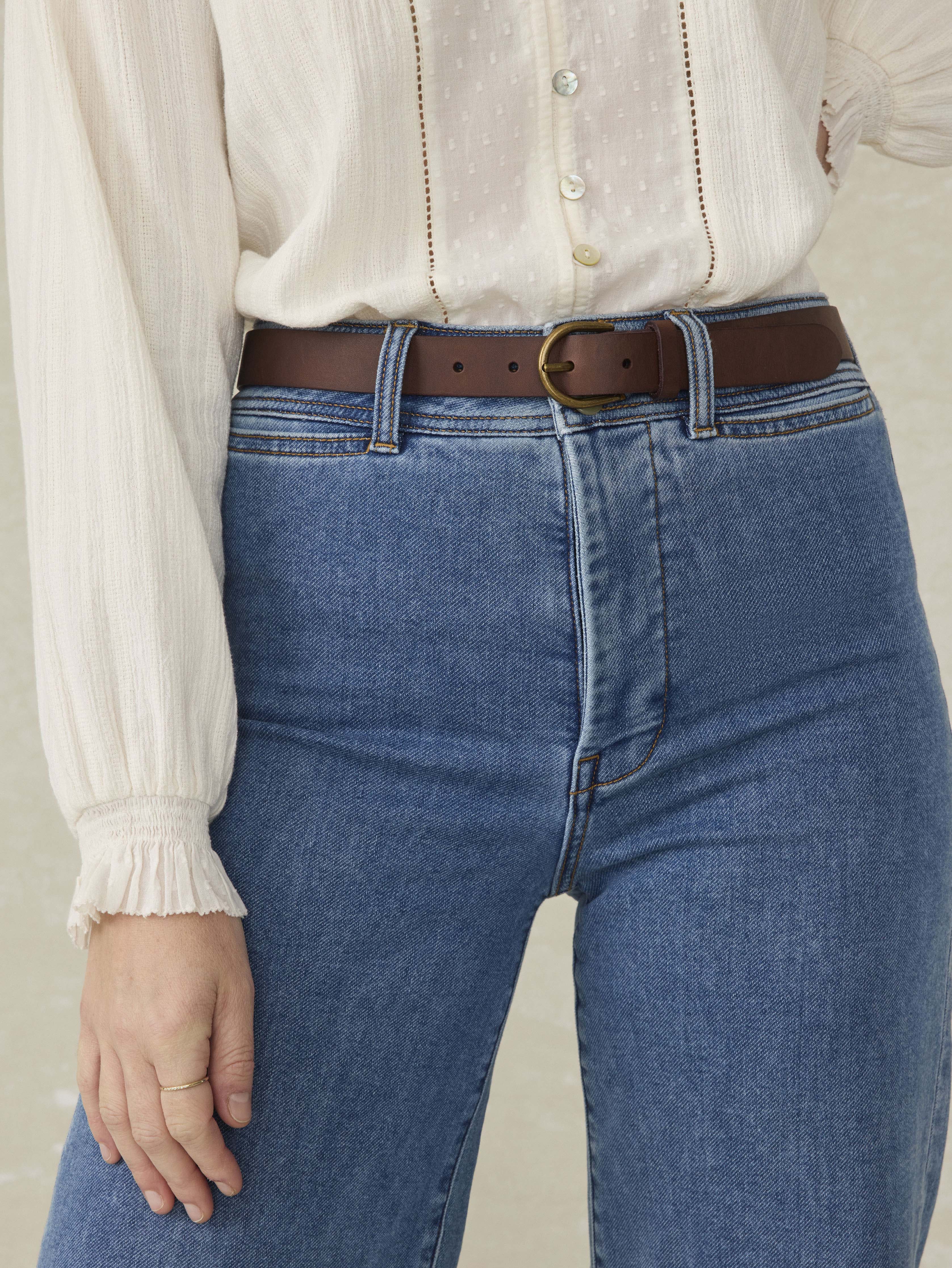 Women's Leather Belt - Saddle Brown