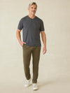 Short-Sleeve Sunwashed Regenerative Cotton V-Neck Tee - Graphite