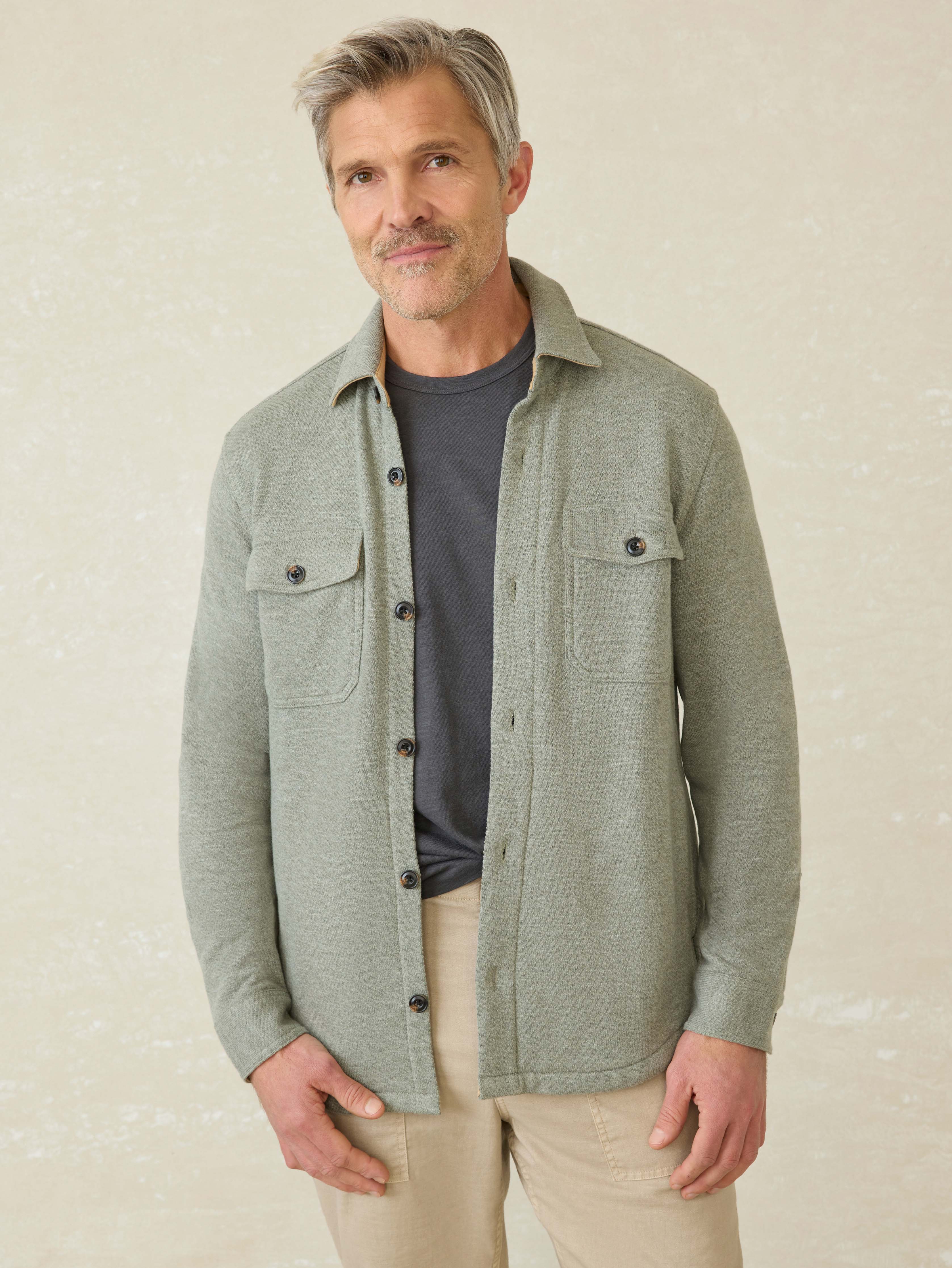 Inlet Knit CPO - Olive Brush Melange