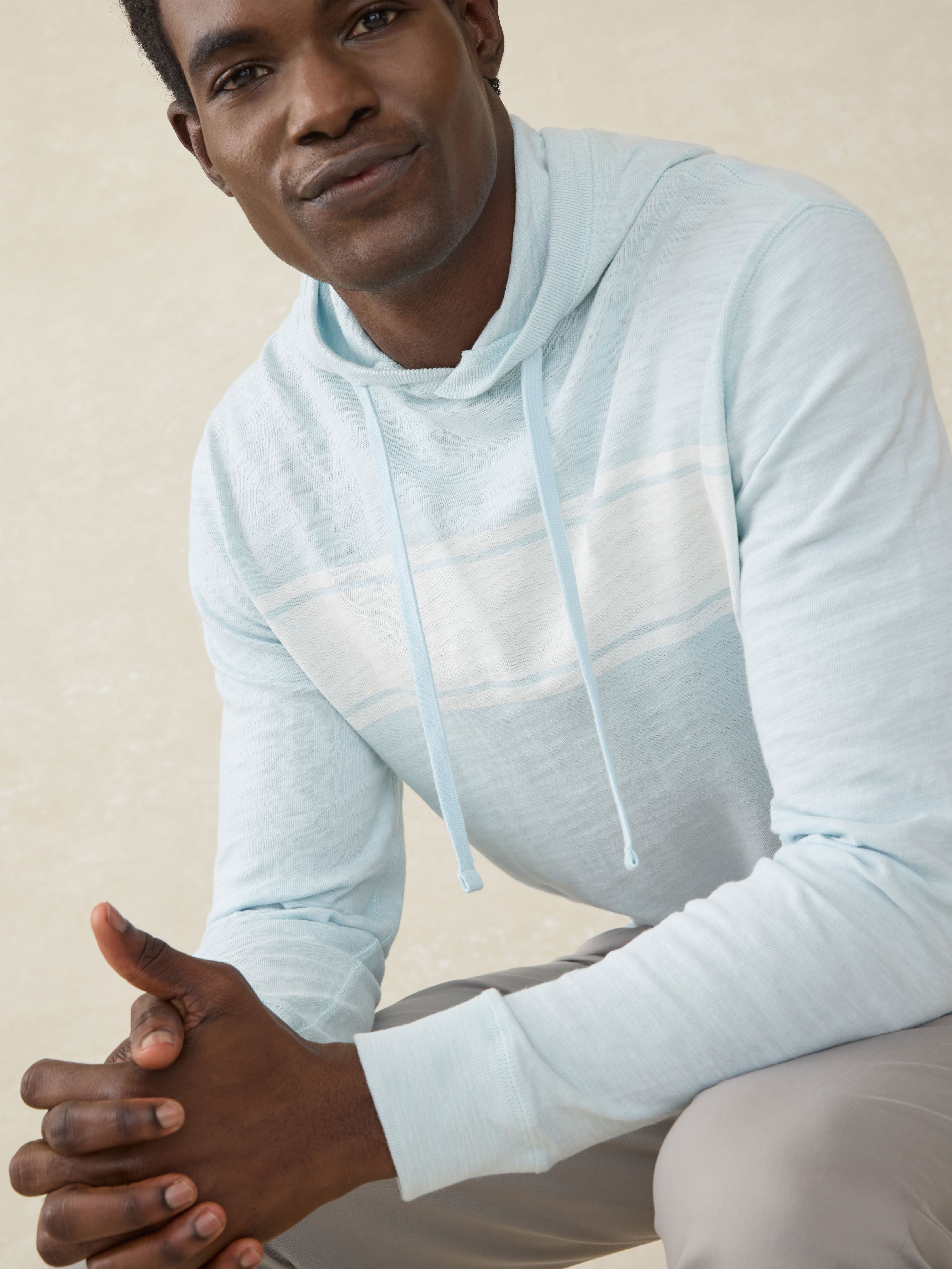 Sunwashed Midweight Organic Hoodie - Sky Surf Stripe