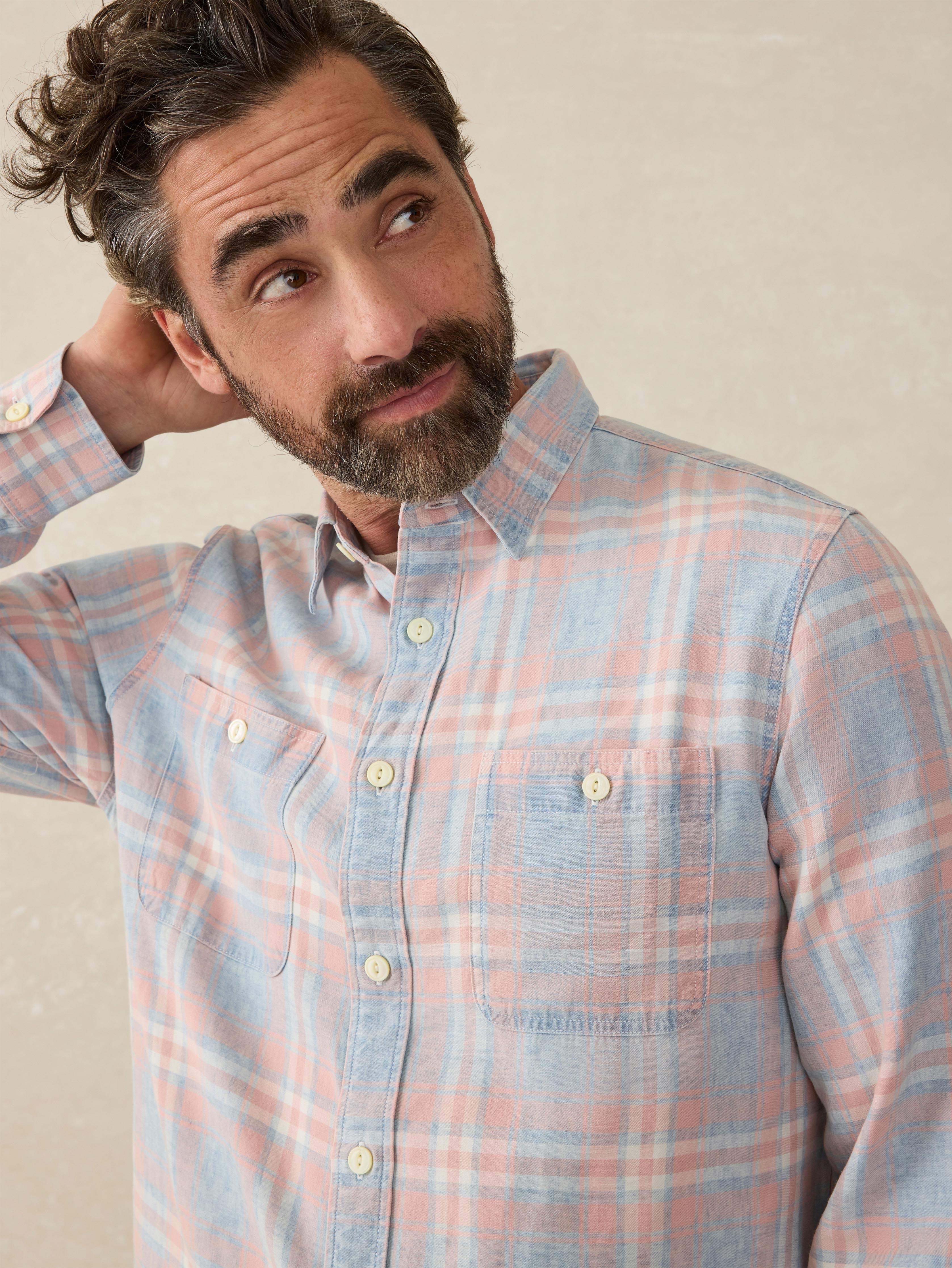 Tried & True Chambray Workshirt - Coral Bay Plaid