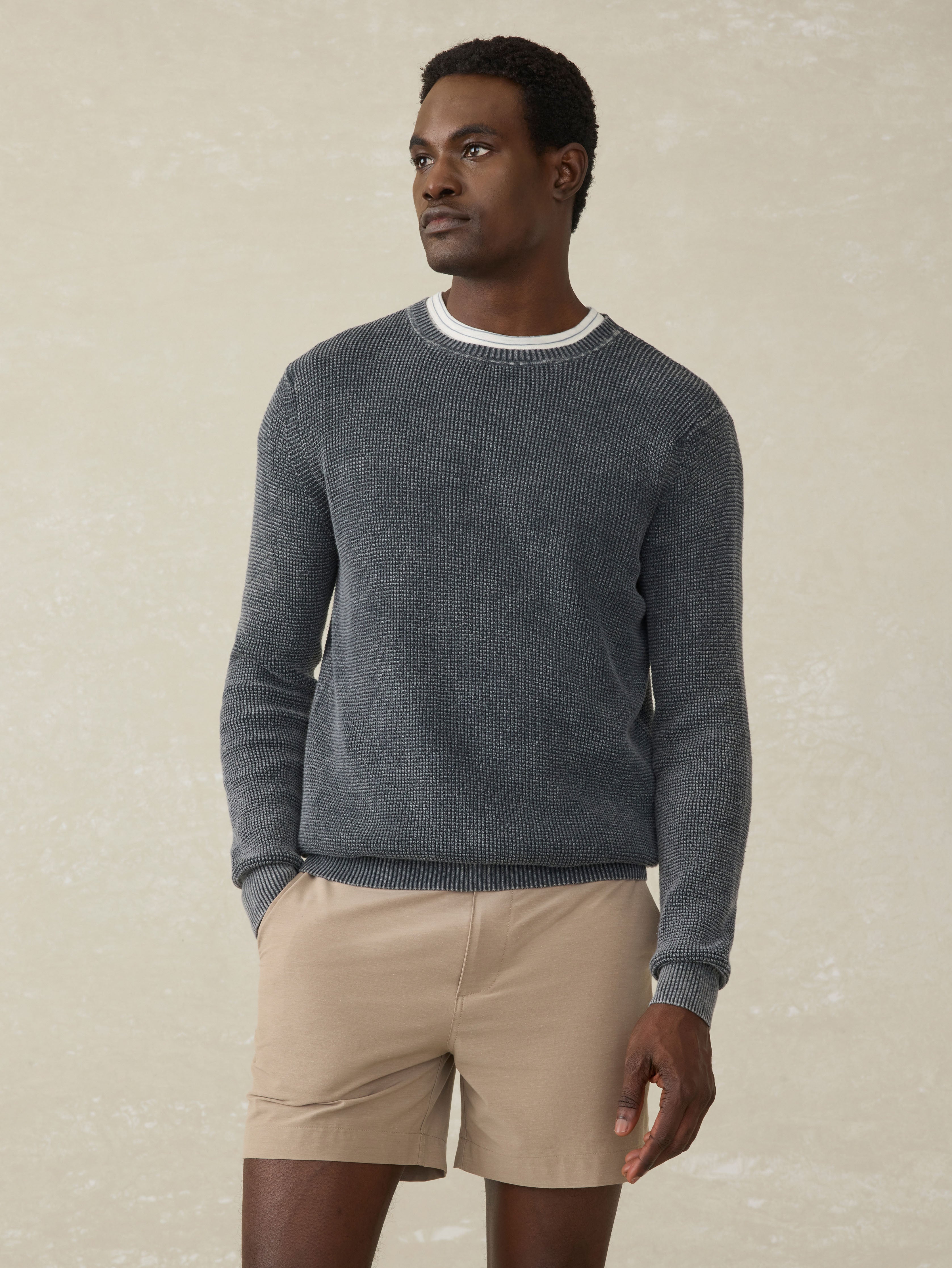 Sunwashed Crewneck Sweater - Faded Black | Faherty Brand