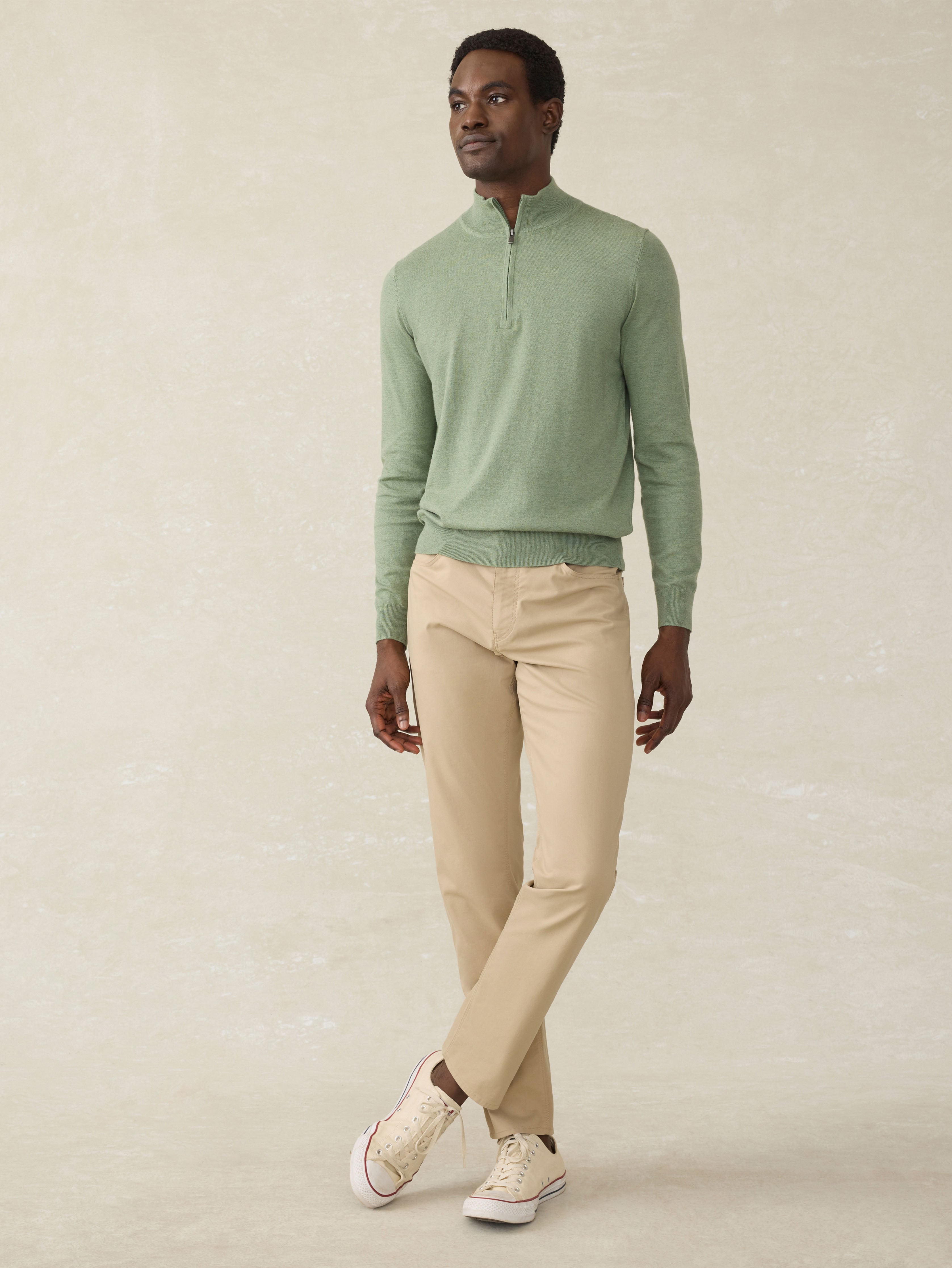 Movement™ Quarter Zip Sweater - Faded Leaf Melange