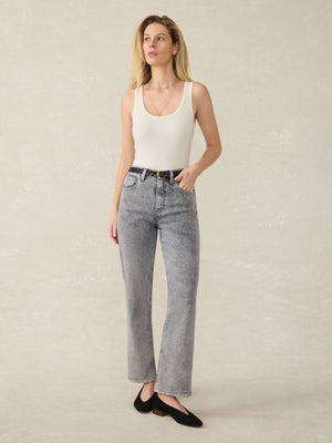 Slim Straight Sunwashed Denim - Washed Black