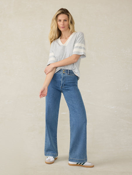 Sunwashed Slub Varsity Tee - Grey Varsity | Faherty Brand