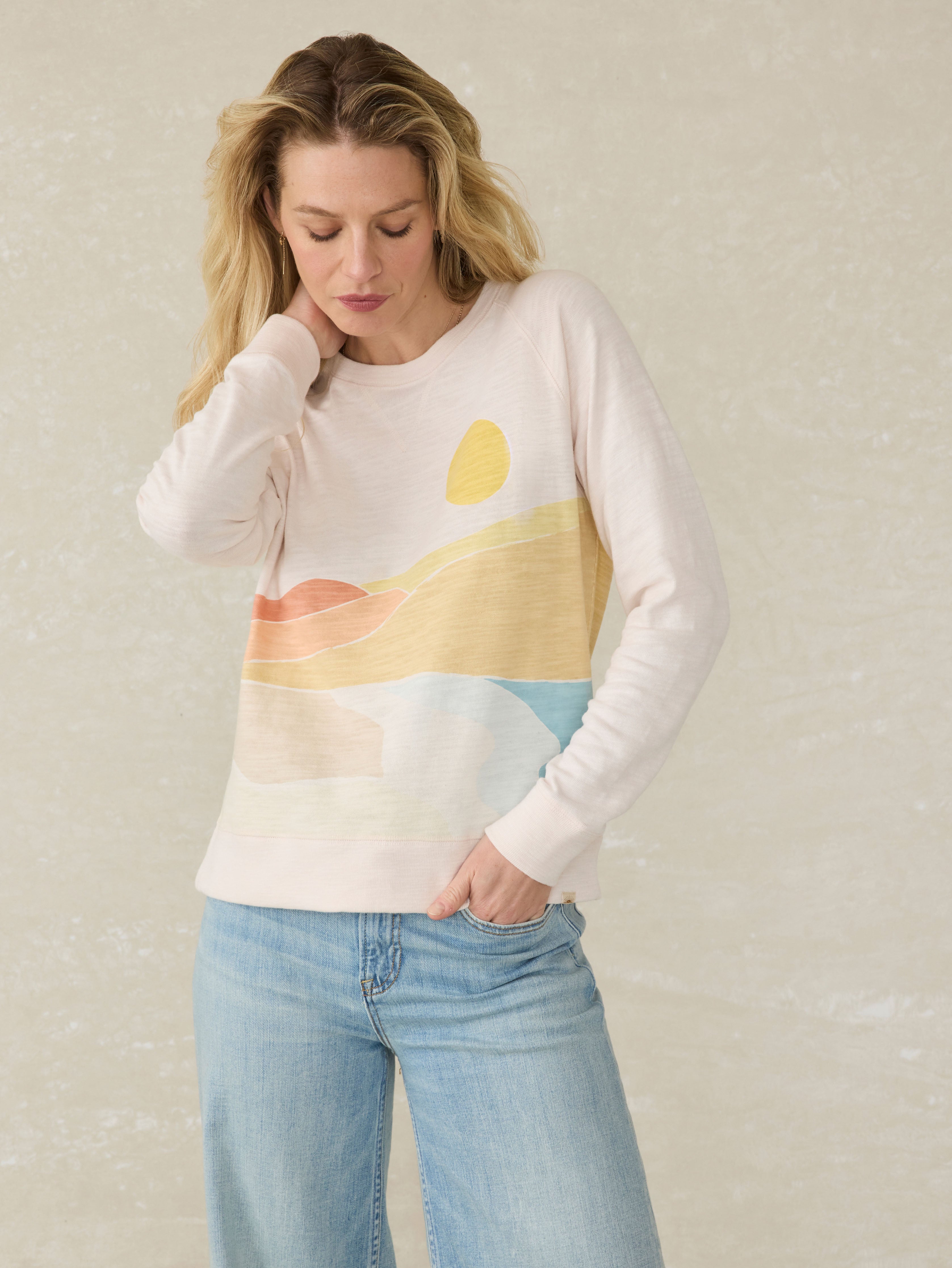 Sunwashed Slub Crew - Sandshell Soleil