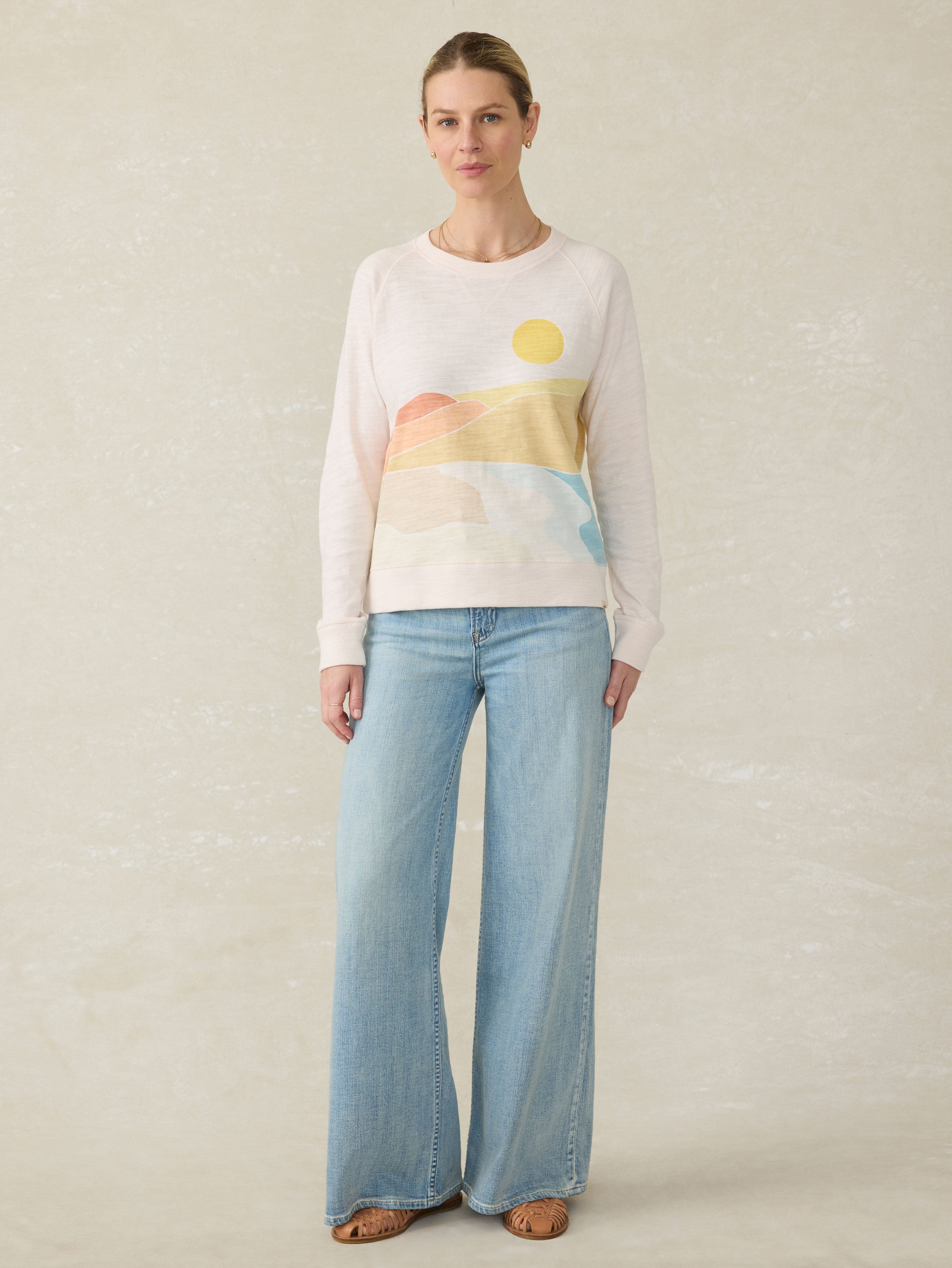 Sunwashed Slub Crew - Sandshell Soleil