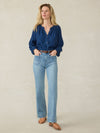 Tried & True Easton Blouse - Deep Lagoon Wash
