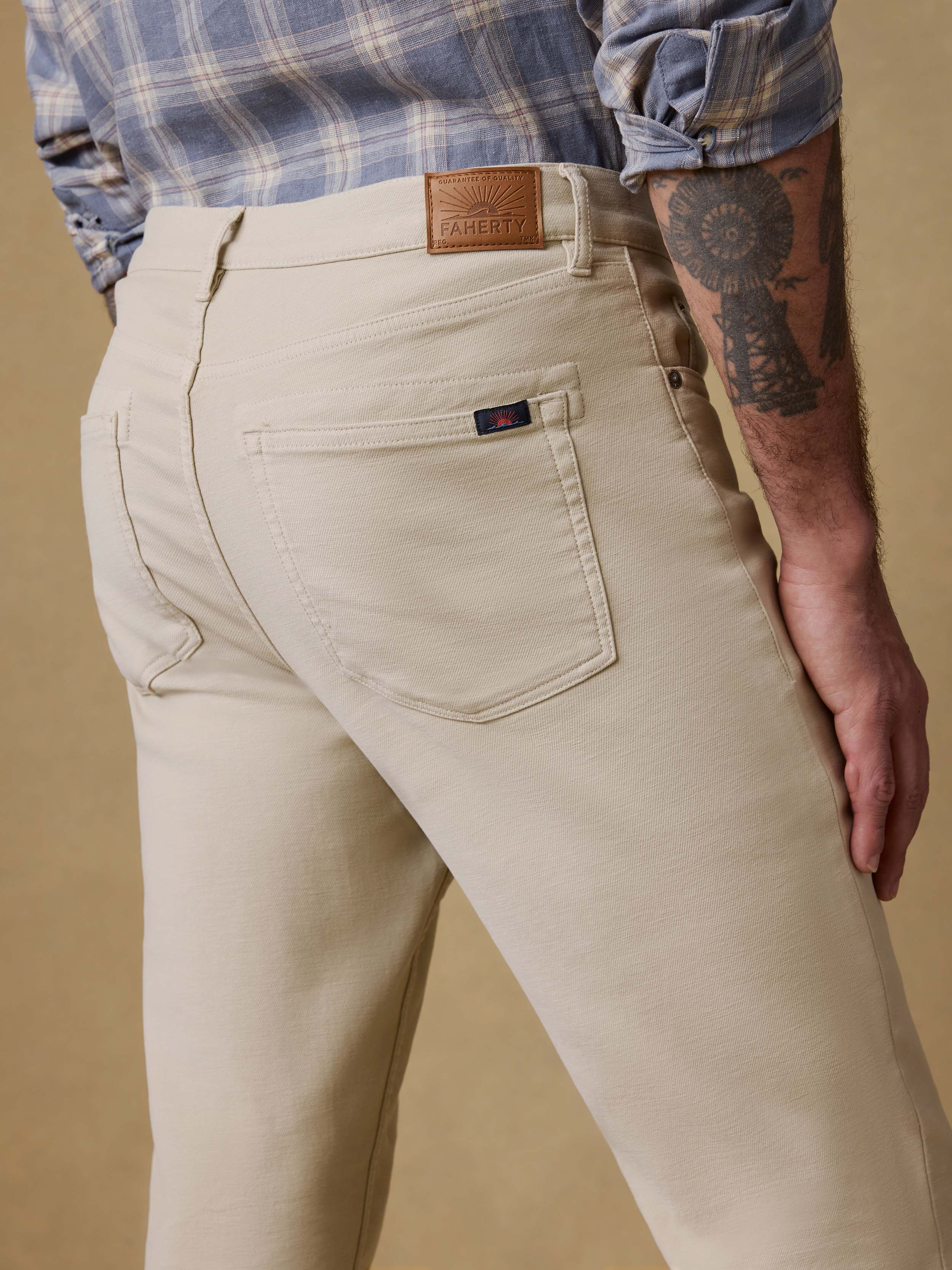 Stretch Terry 5-Pocket Pant - Stone | Faherty Brand