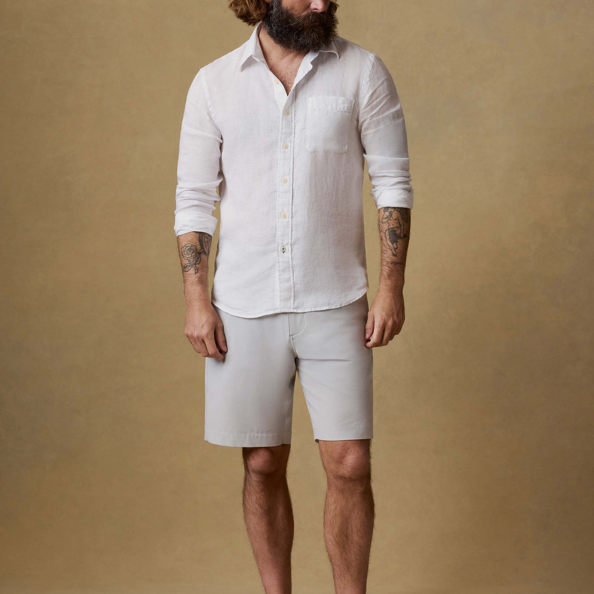 mens white dress shorts Faherty Men's All Day Short (9")