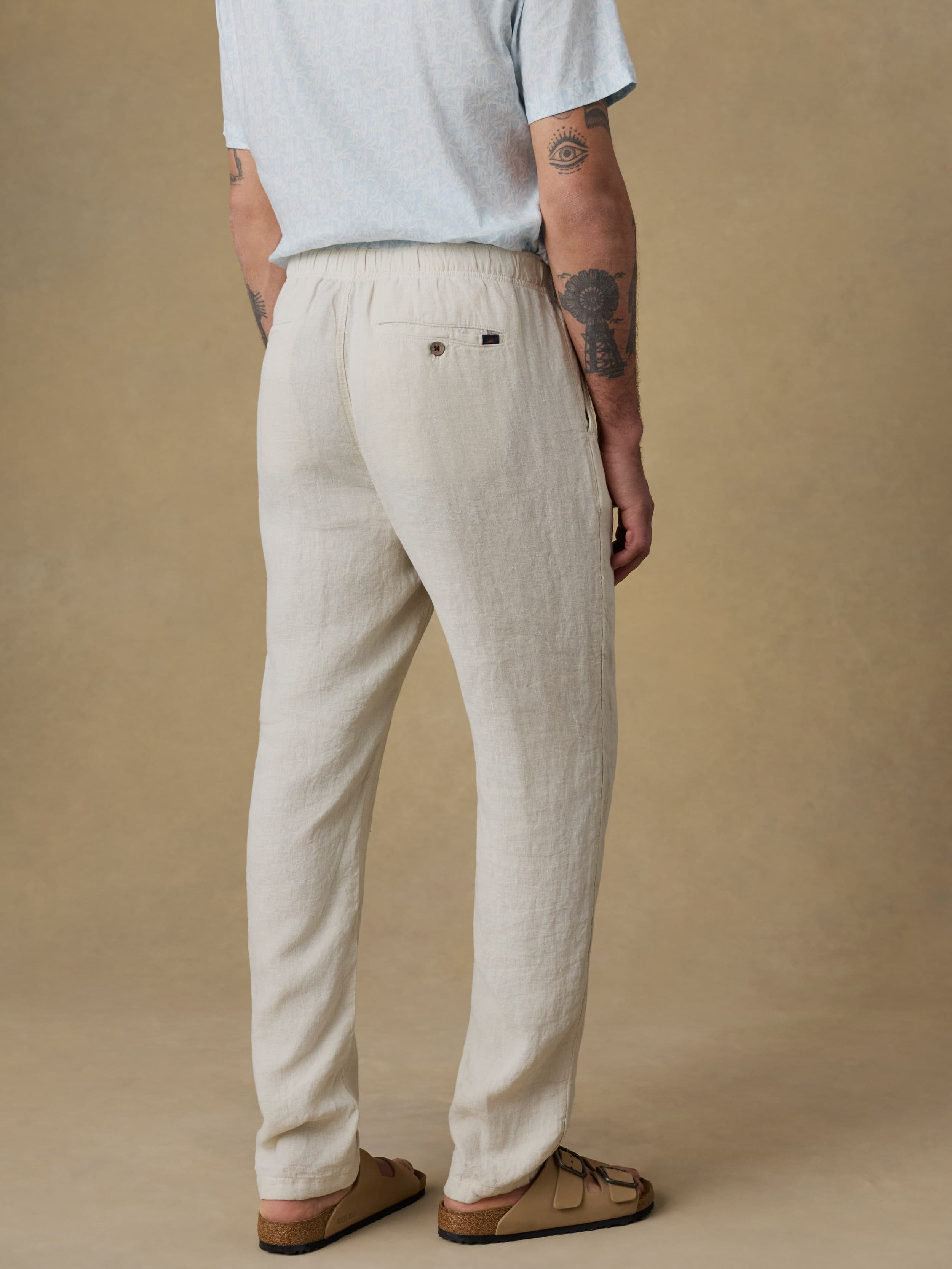 Linen Drawstring Pant - Weathered Sand