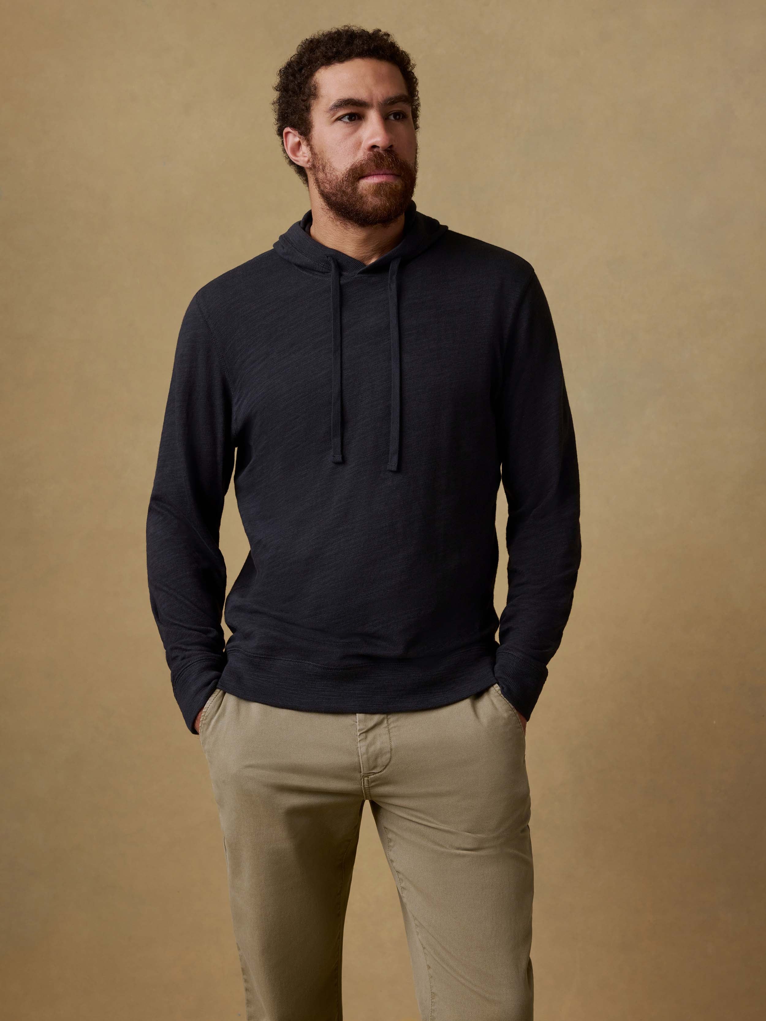 Faherty Men's Heritage Slub Hoodie, Small, Ridge Black Faherty Men's Heritage Slub Hoodie, Small, Ridge Black