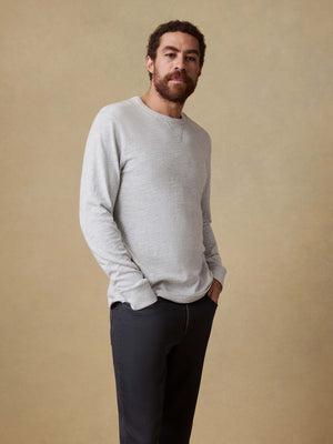 Sunwashed Slub Crew - Light Grey Heather