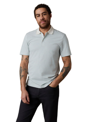 Short-Sleeve Movement Pique Polo - Beach Fog Stripe