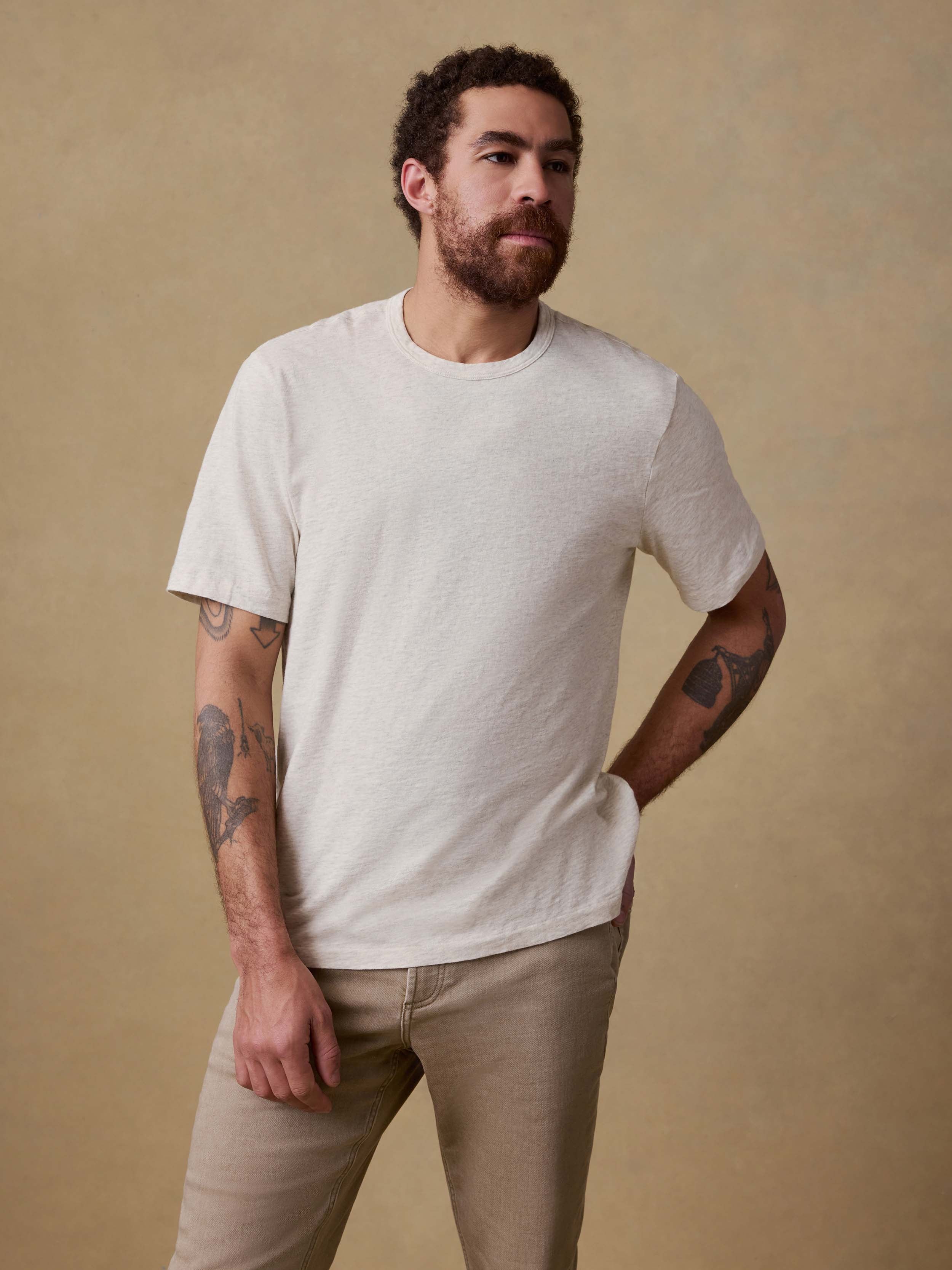 Sunwashed Regenerative Tee - Island Dune Heather | Faherty Brand