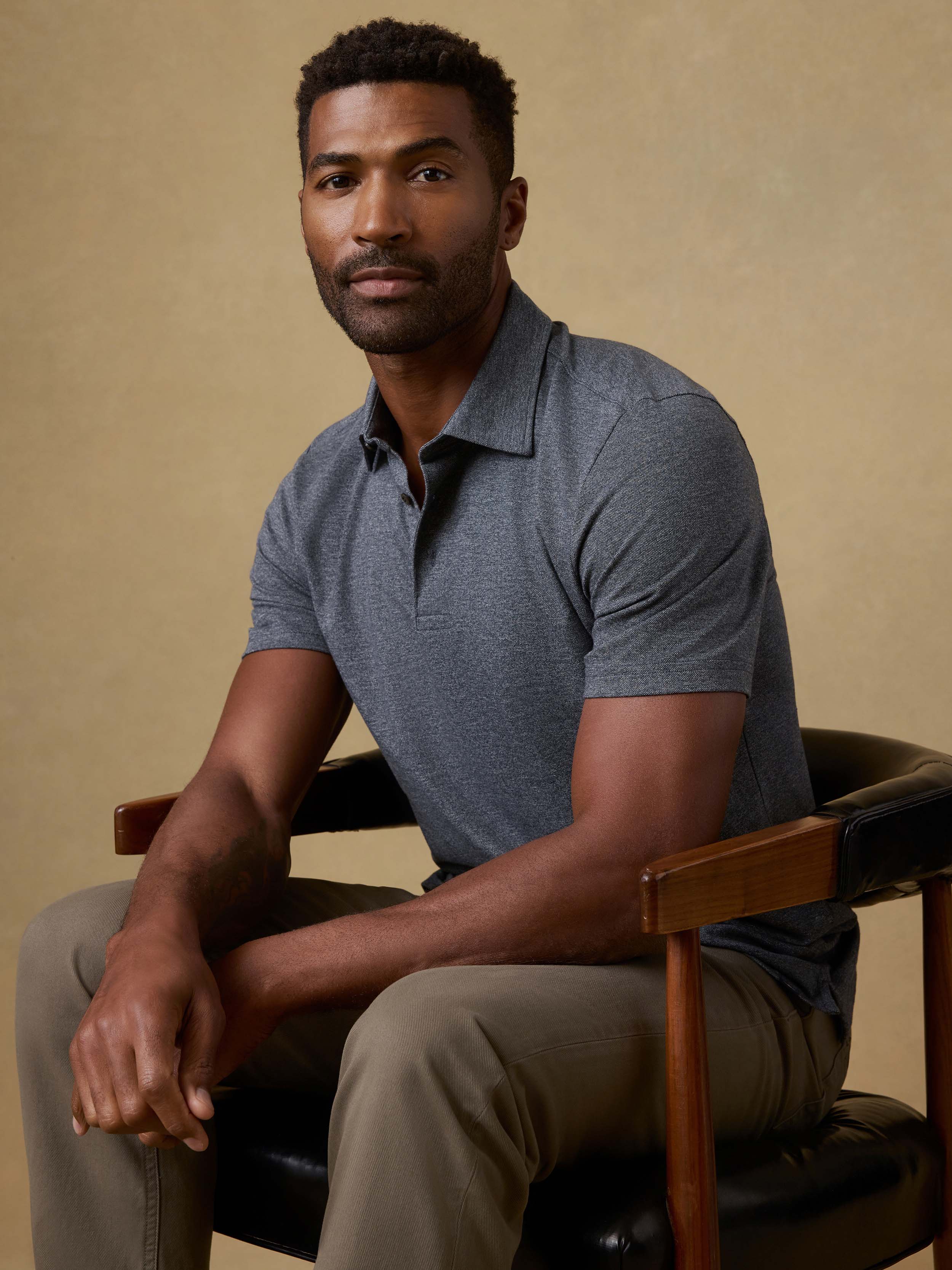 Short-Sleeve Movement™ Pique Polo - Dusty Iron Heather | Faherty Brand