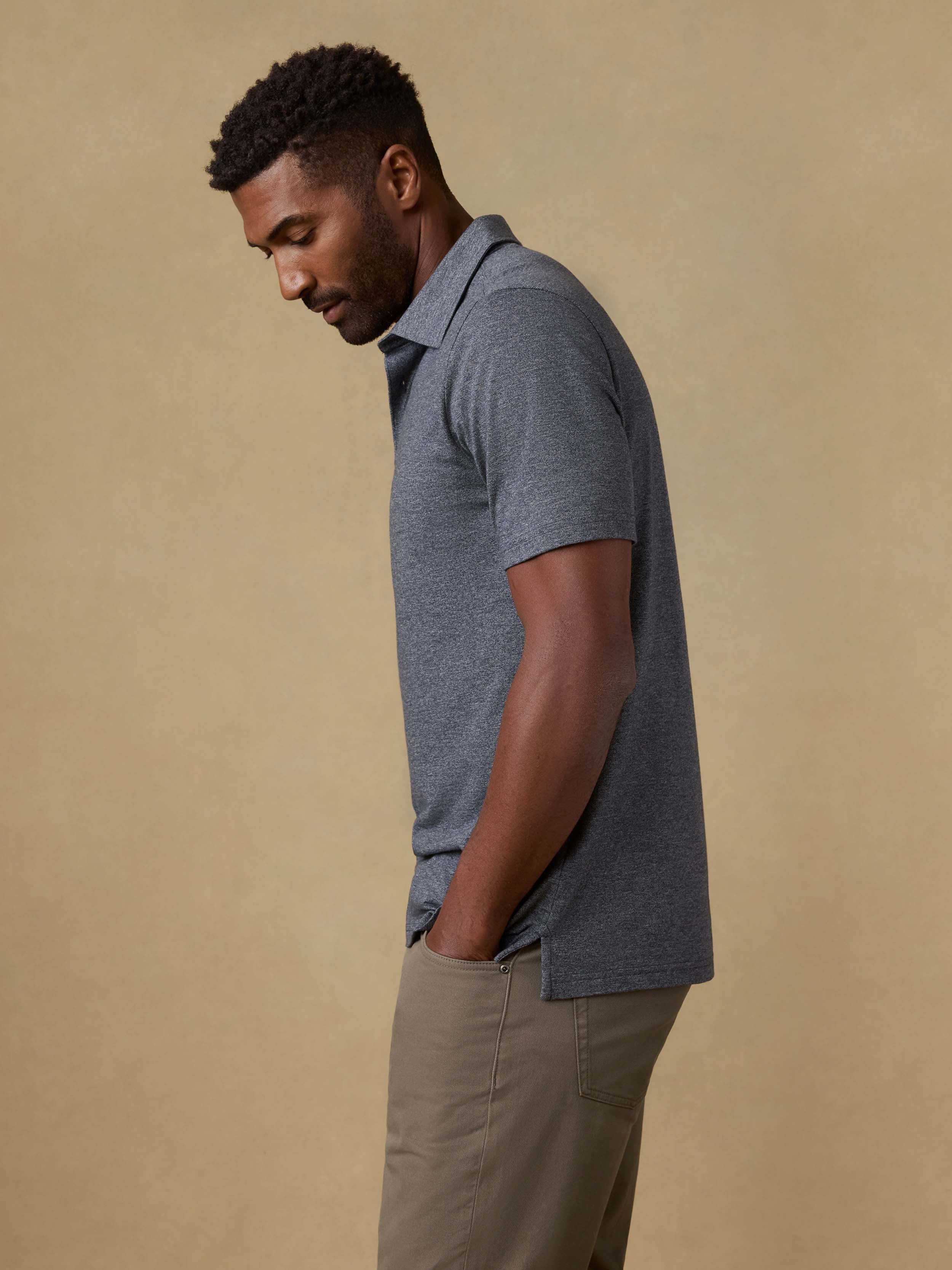 Short-Sleeve Movement™ Pique Polo - Dusty Iron Heather | Faherty Brand