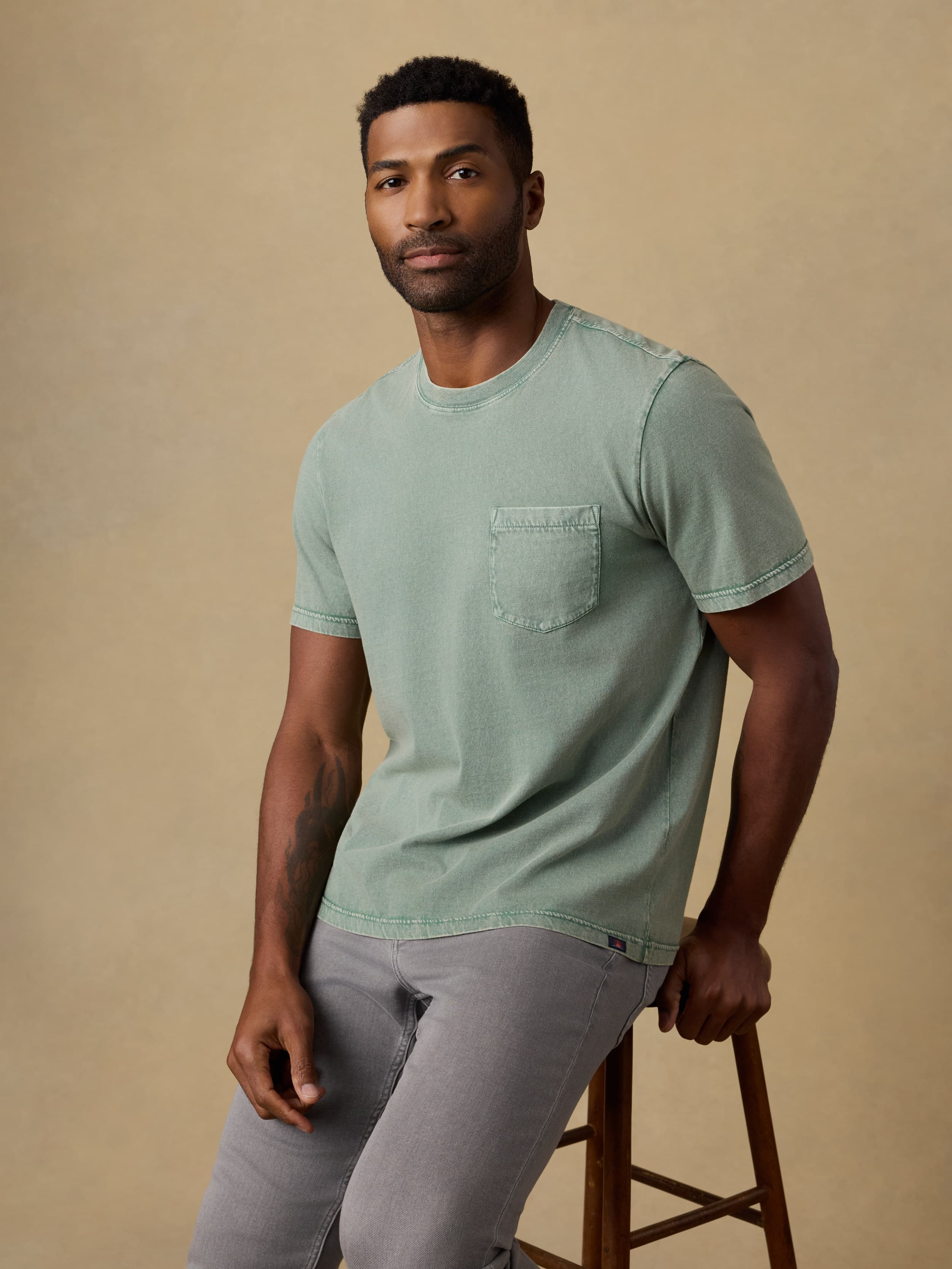  | Short-Sleeve Recycled Cotton Tee - Coastal Sage | Faherty Brand