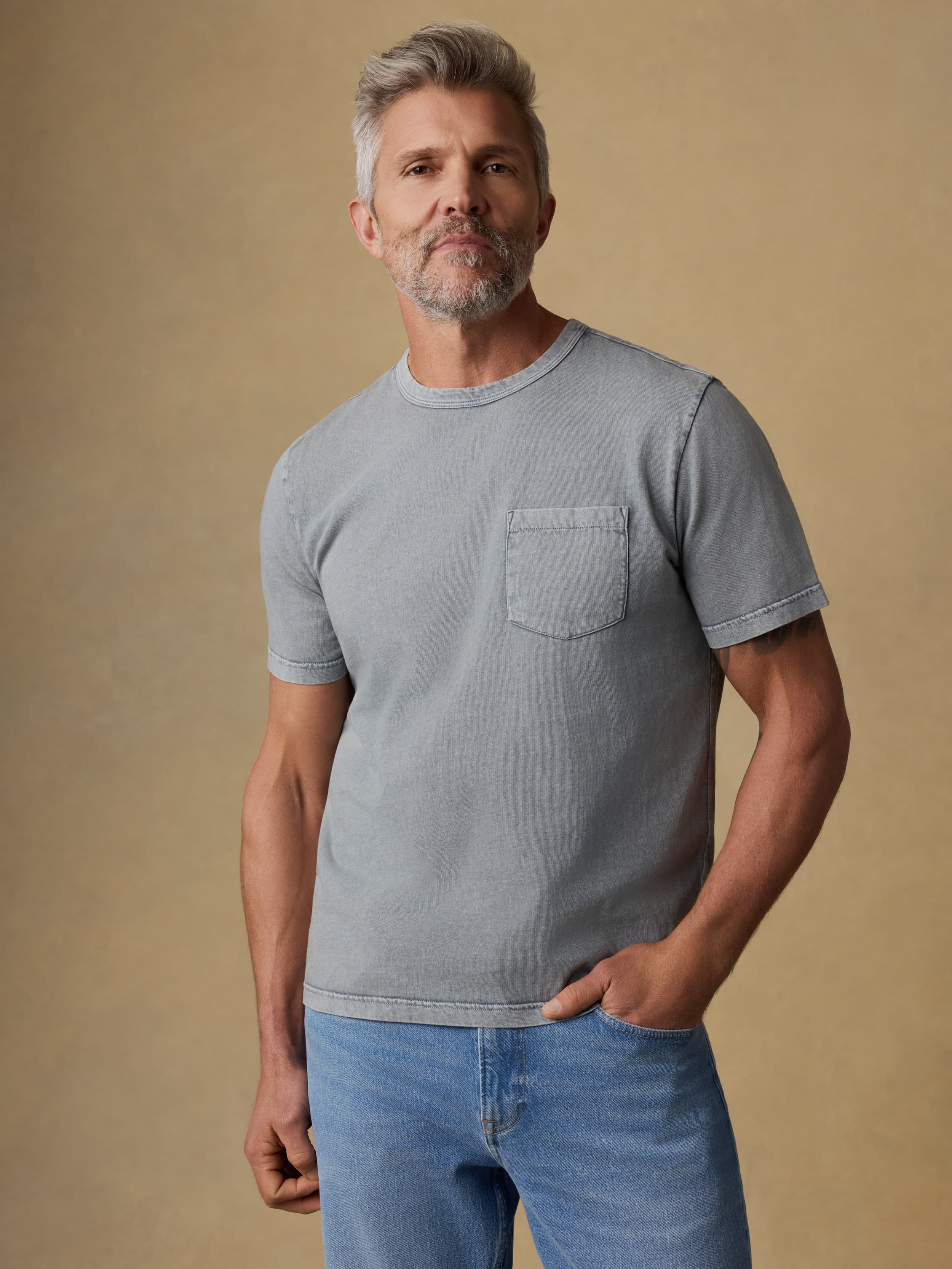 Short-Sleeve Recycled Cotton Tee - Lakeshore Grey | Faherty Brand