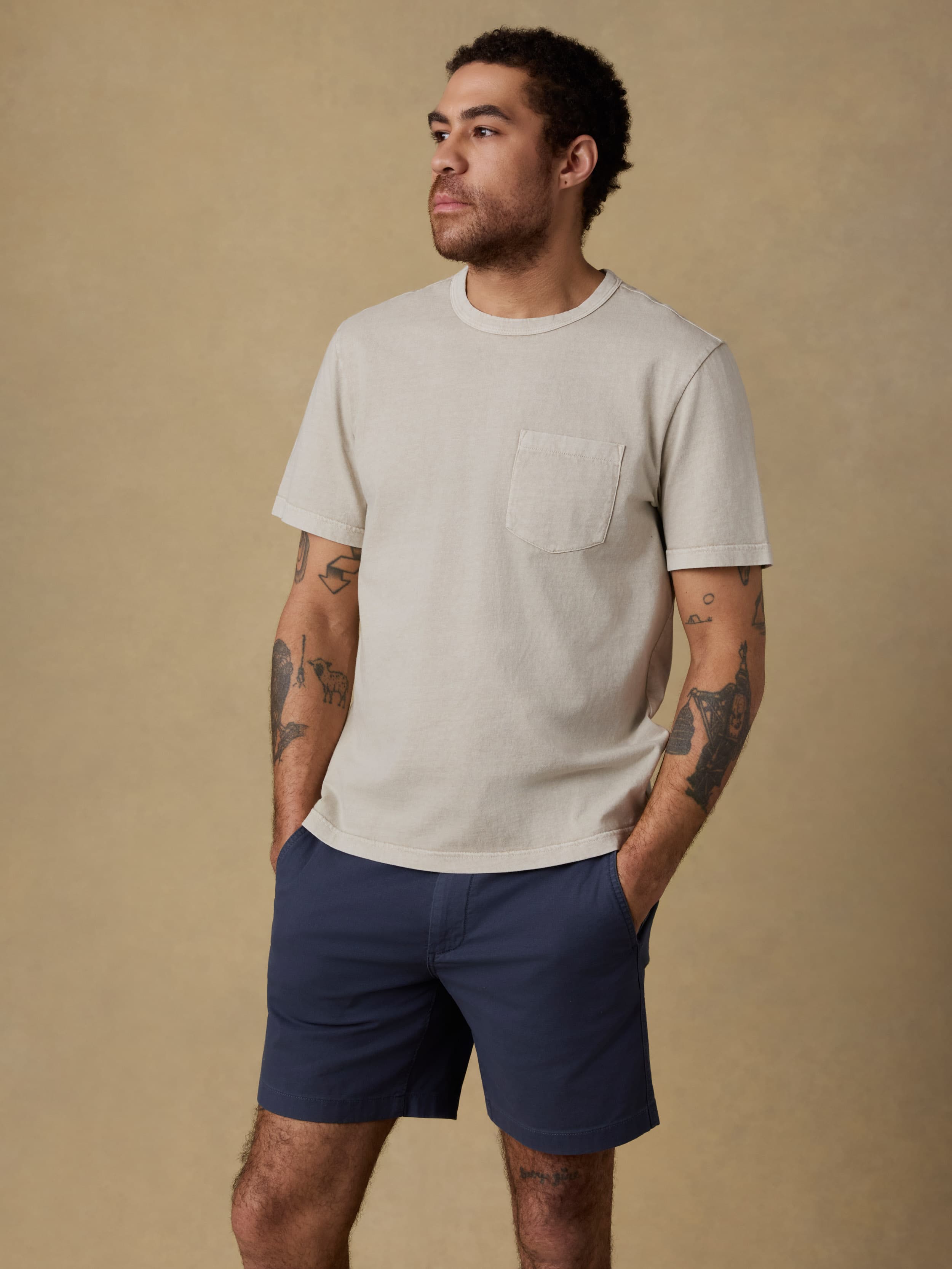 Short-Sleeve Recycled Cotton Tee - Sand Point | Faherty Brand