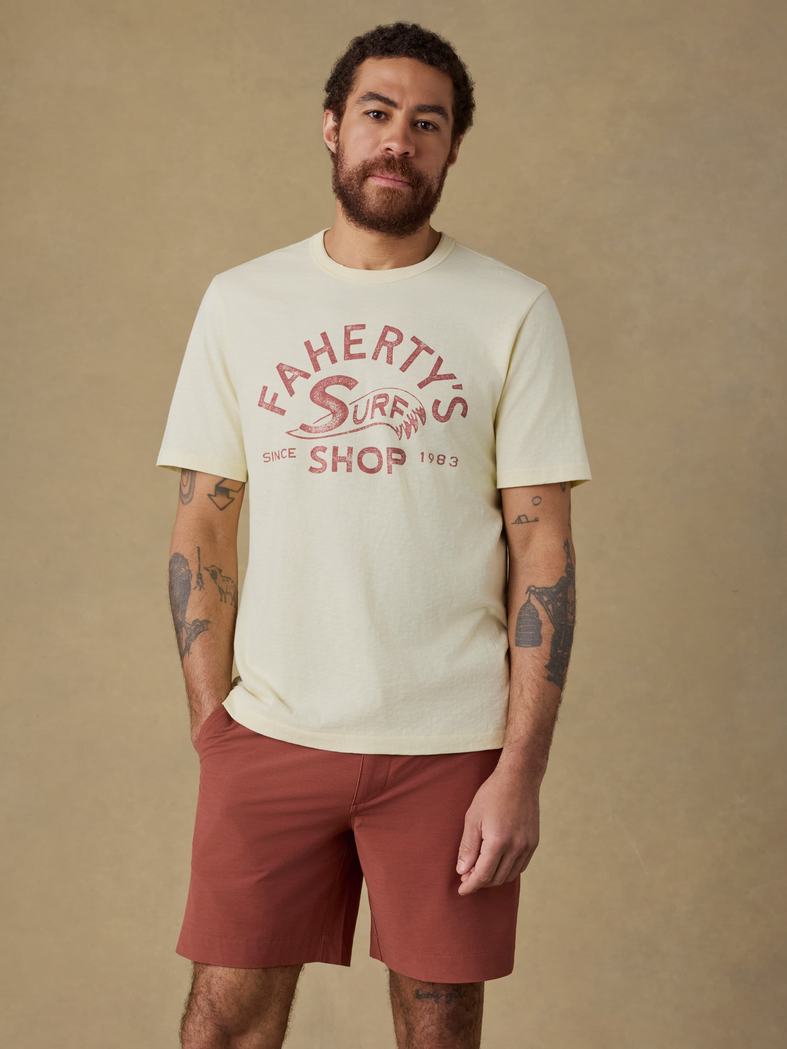 Surf Shop Sunwashed Regenerative Tee - Isle Sun | Faherty Brand