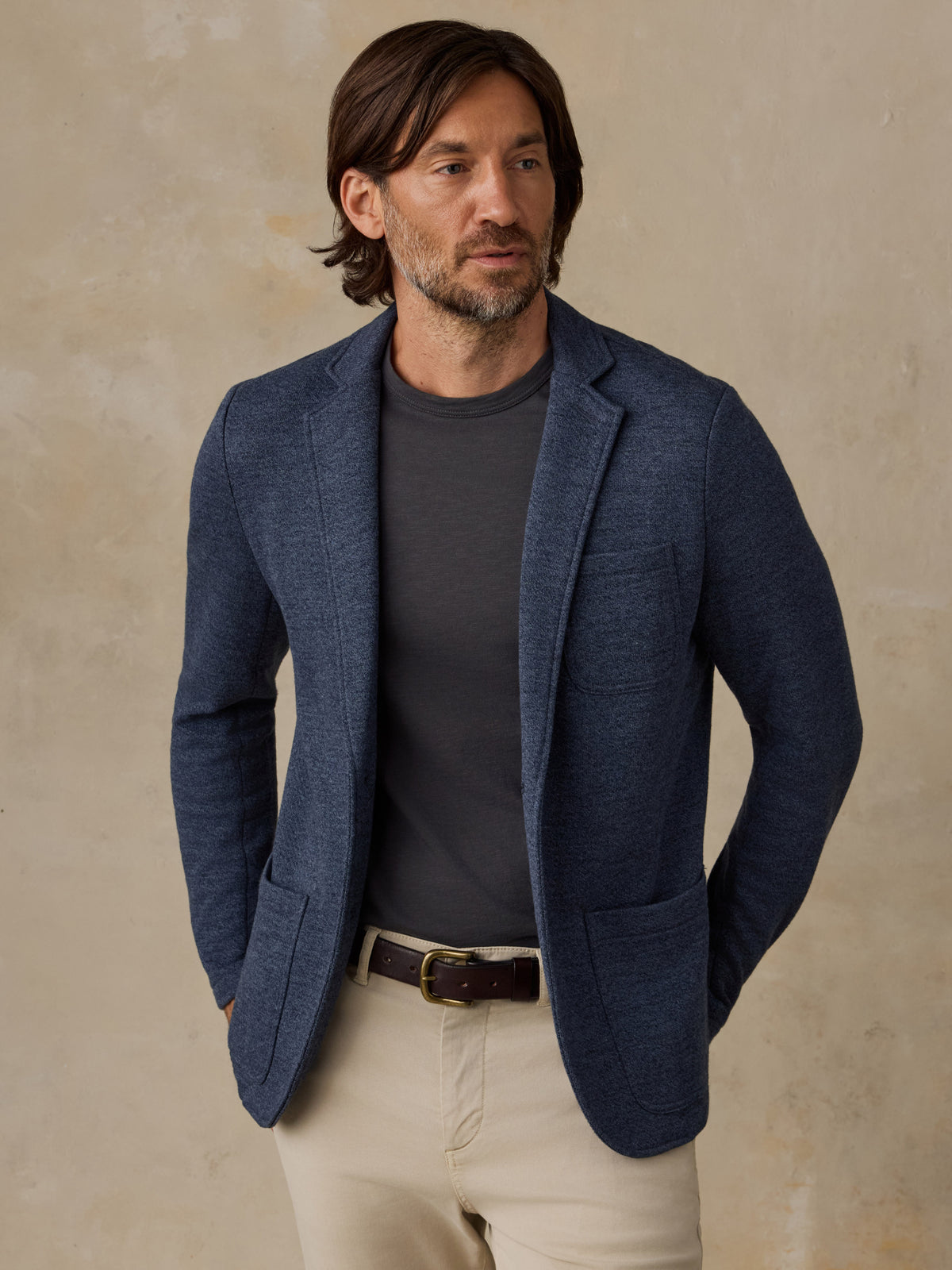 Inlet Knit Blazer Deep Navy