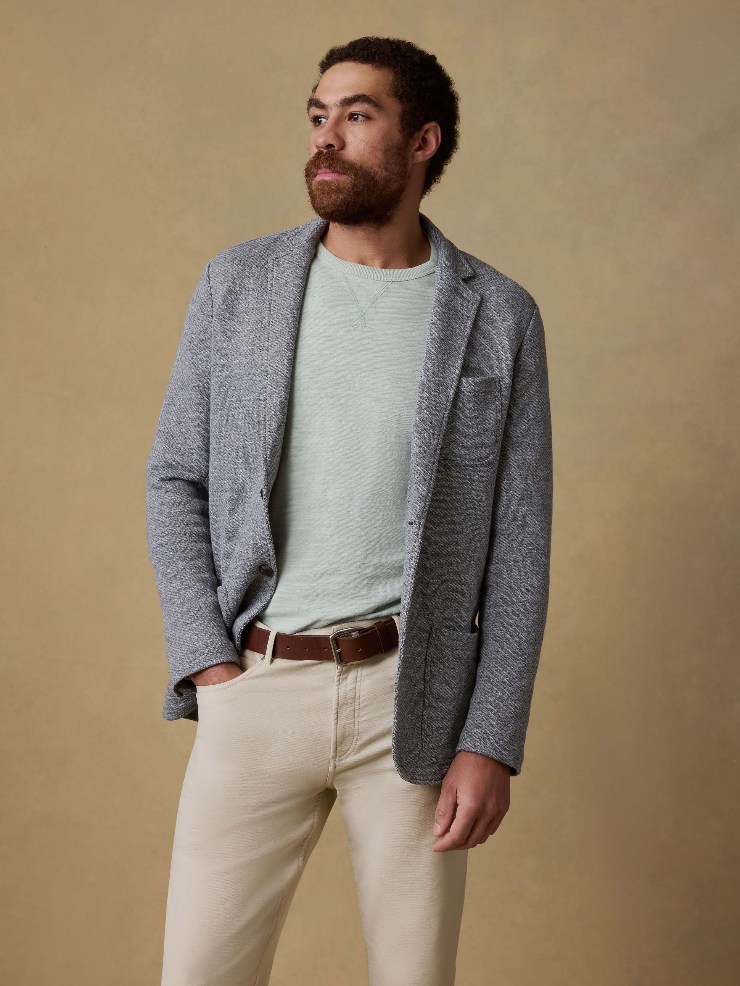 Faherty Brand Inlet Knit Blazer in Medium Grey Melange, XXL Faherty Brand Inlet Knit Blazer in Medium Grey Melange, XXL