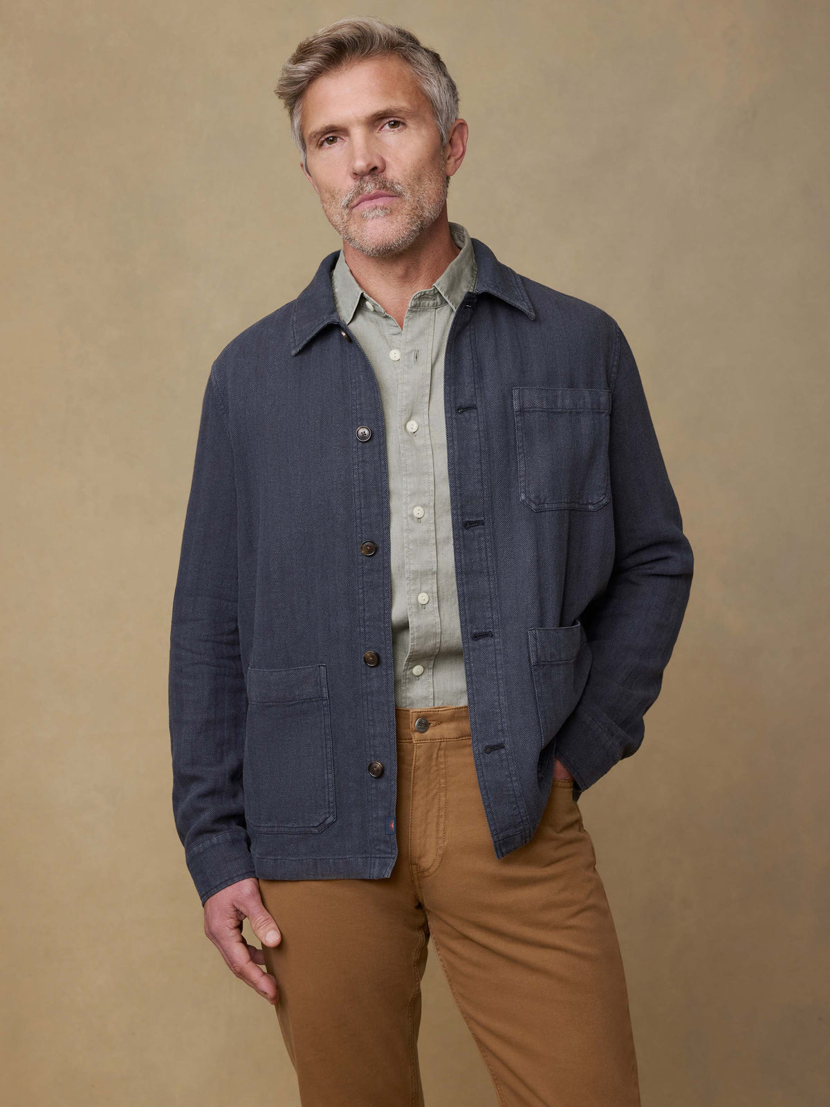 Herringbone Studio Jacket Polar Night Herringbone