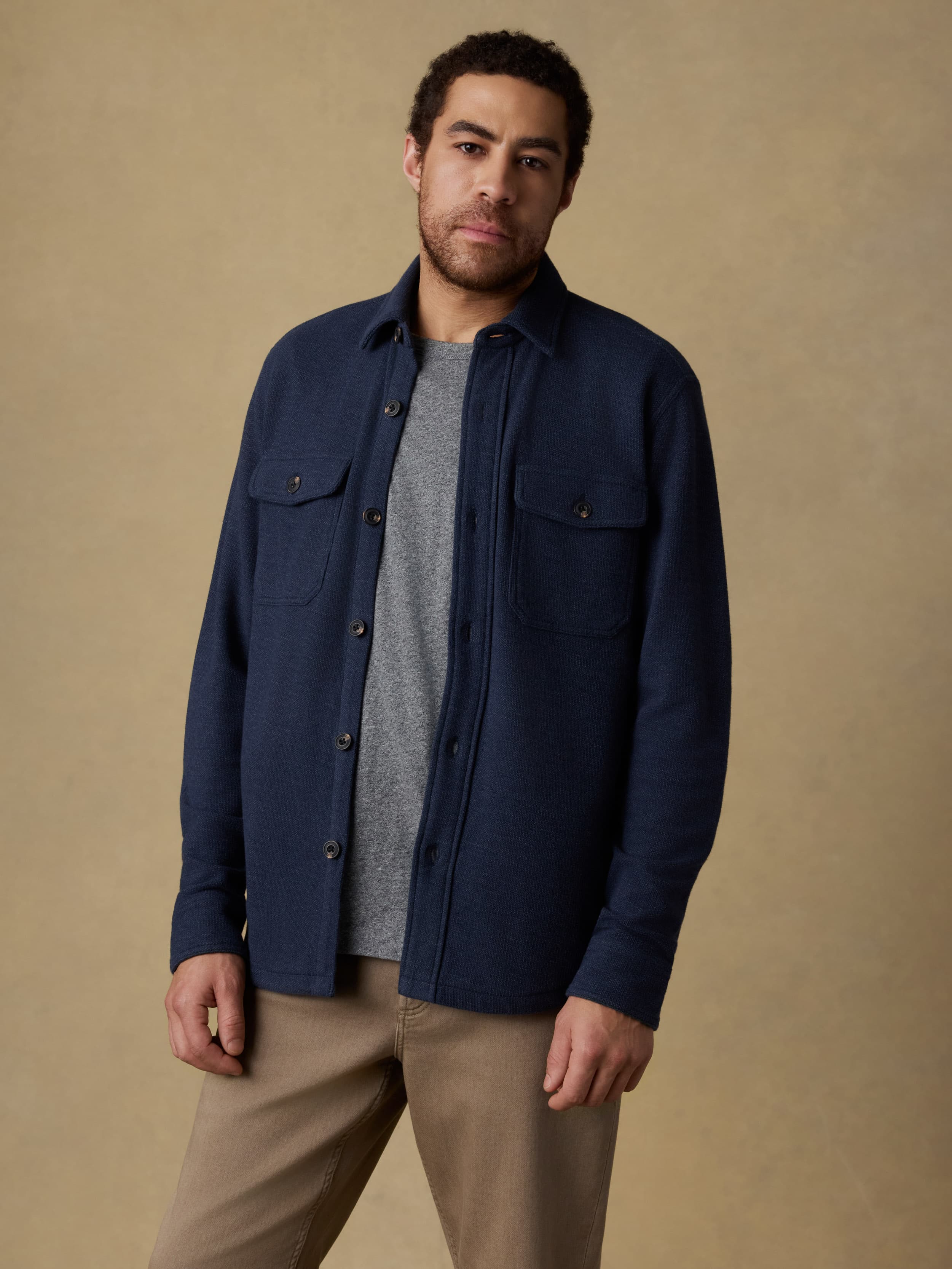  | Highland Knit CPO - Navy Ridge Melange | Faherty Brand