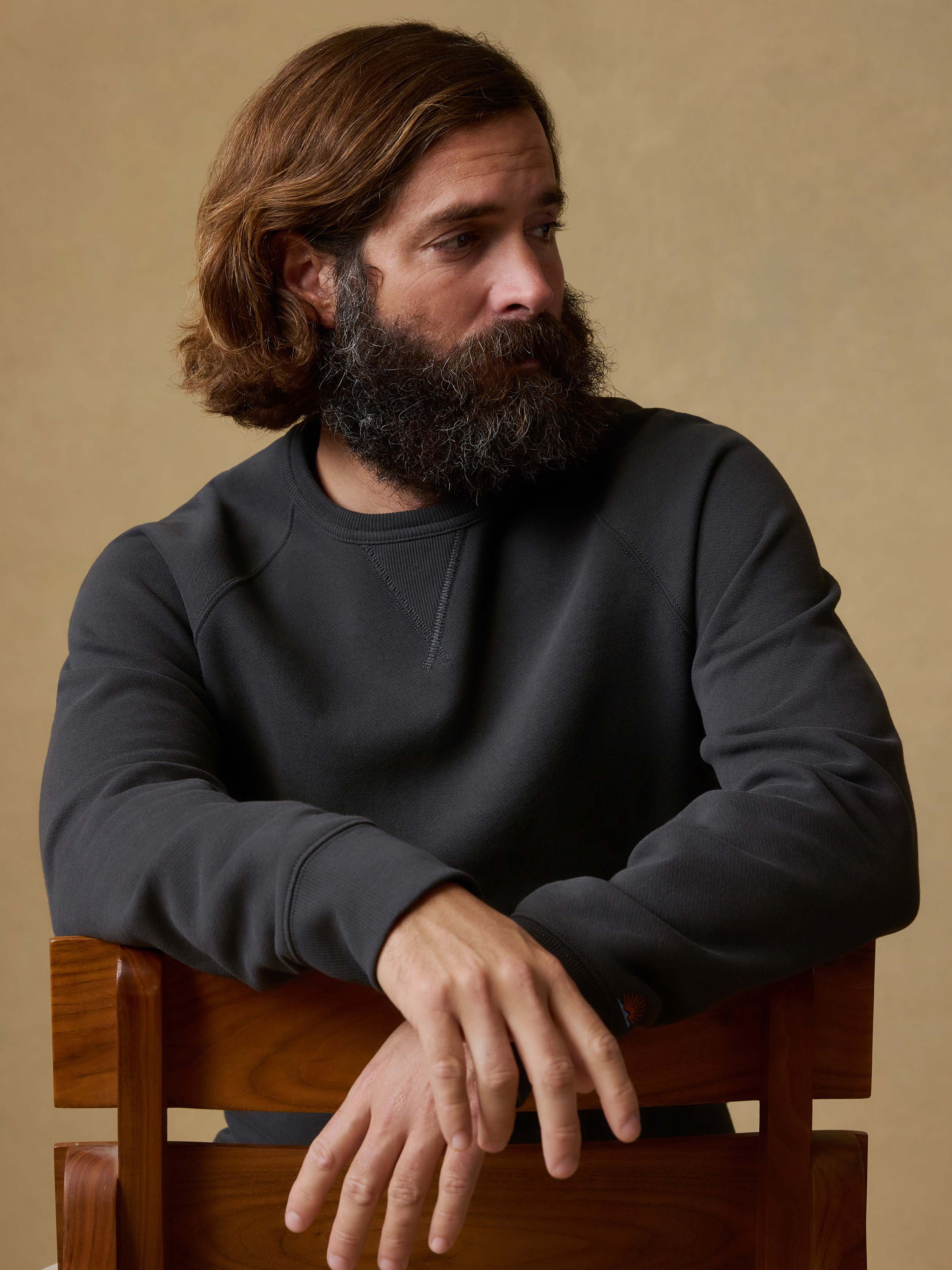 High Standard Fleece Crewneck - Mountain Black | Faherty Brand