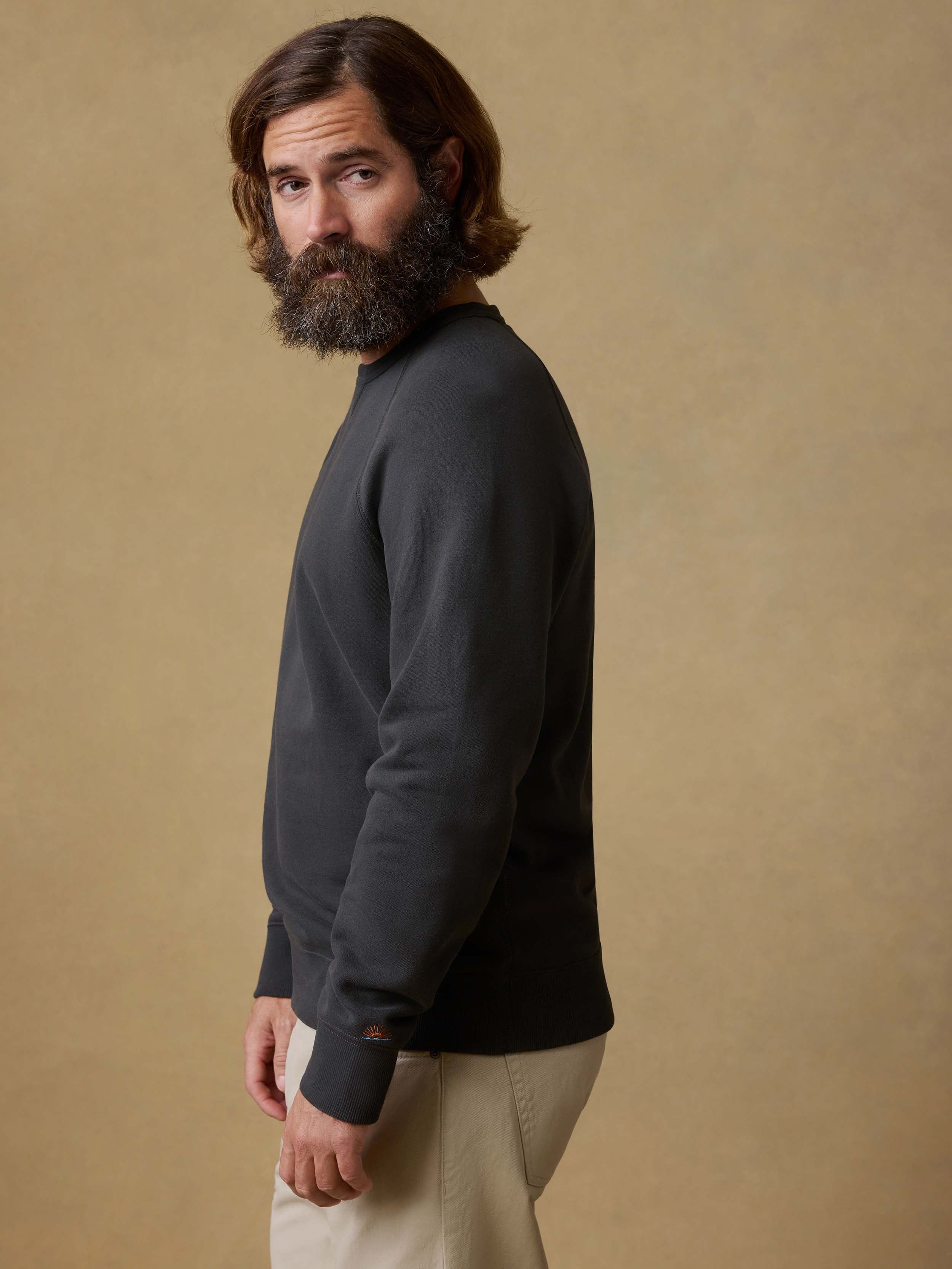 High Standard Fleece Crewneck - Mountain Black | Faherty Brand
