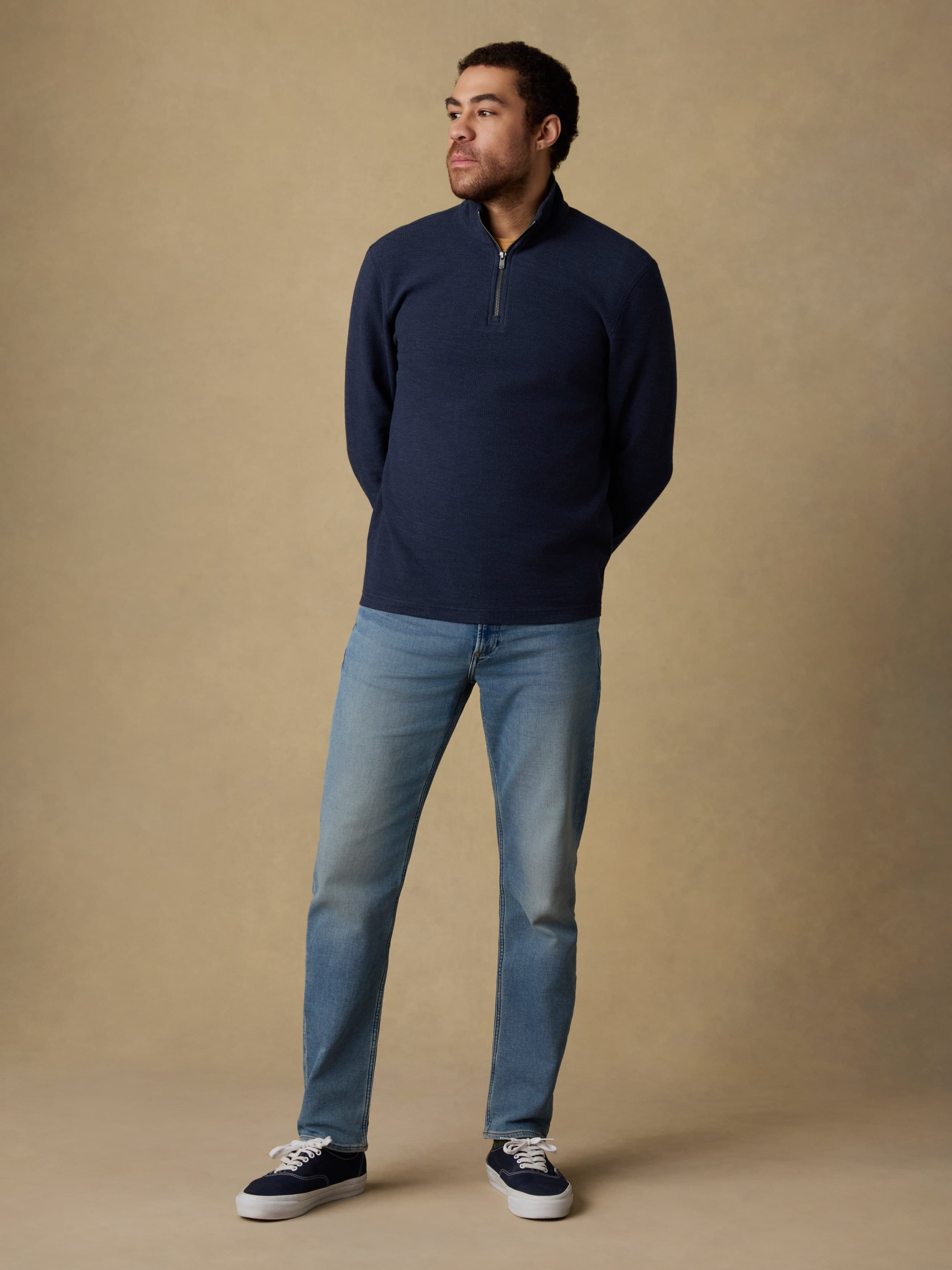 Highland Knit Quarter Zip - Navy Ridge Melange | Faherty Brand