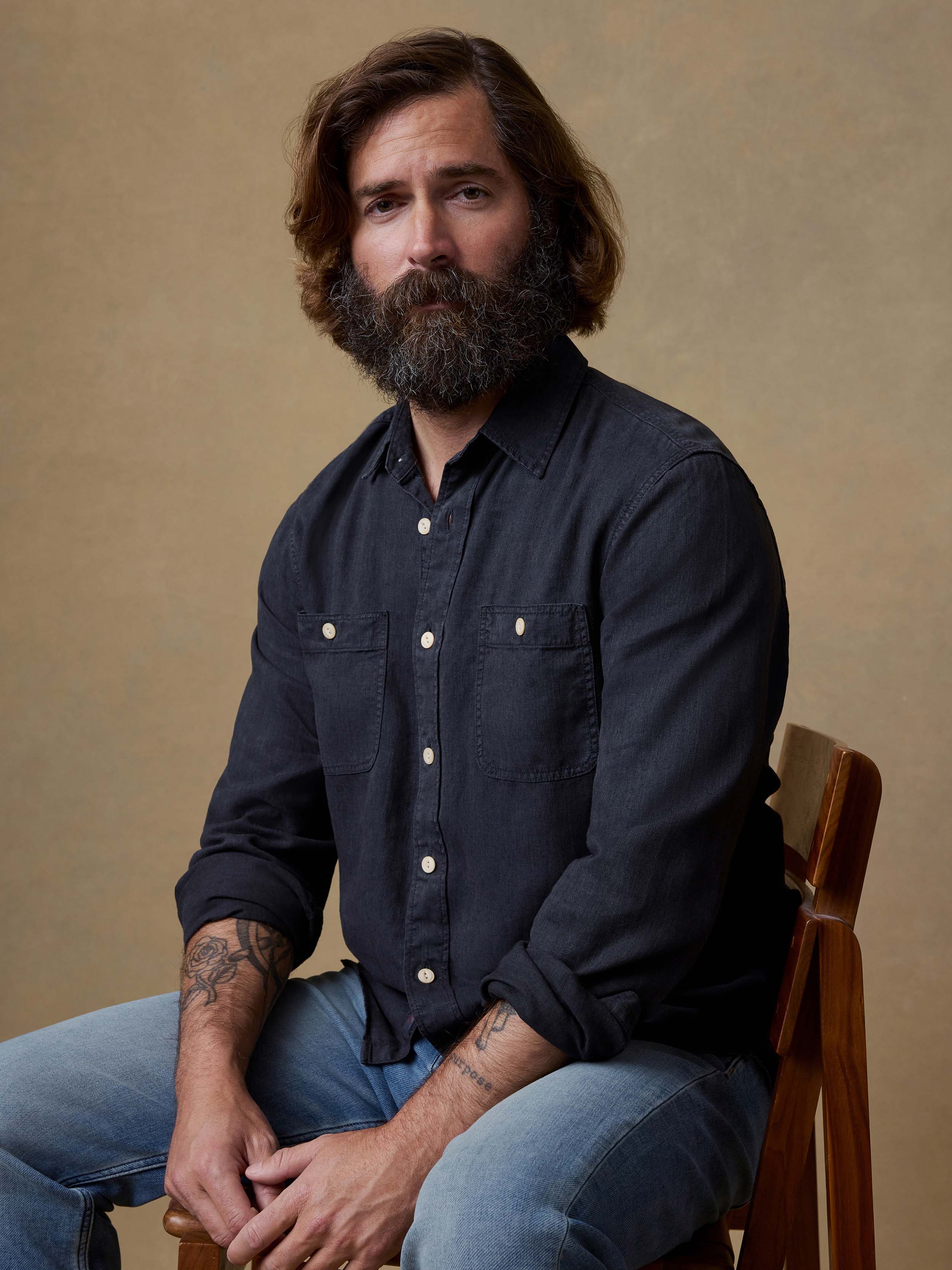 Faherty The Tried And True Chambray Workshirt | Black | Size L Faherty The Tried And True Chambray Workshirt | Black | Size L