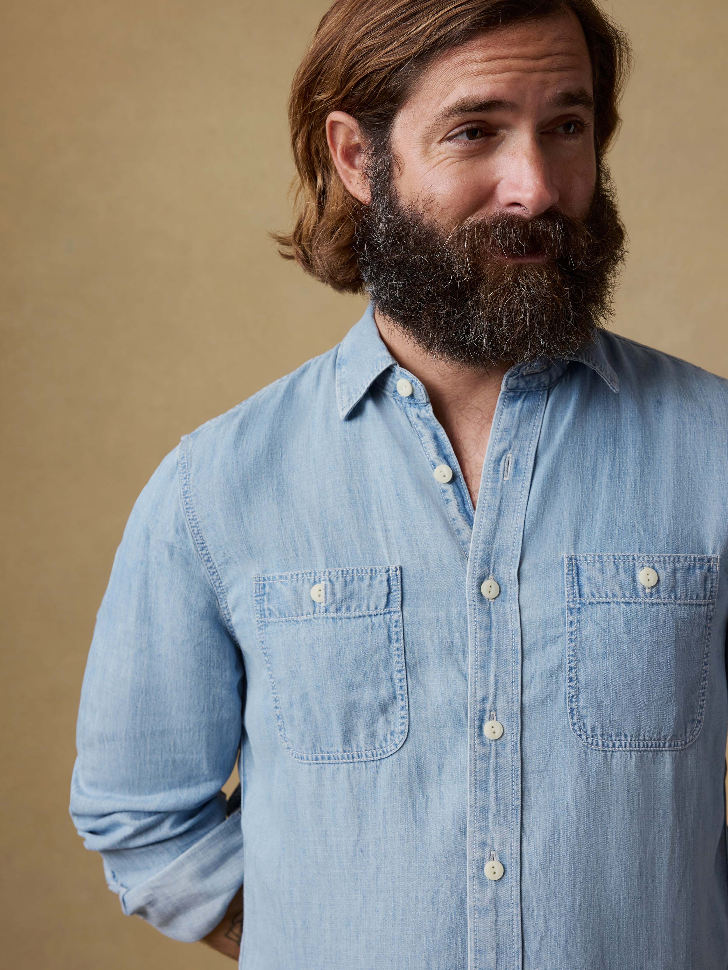 Tried & True Chambray Workshirt - Vintage Indigo | Faherty Brand
