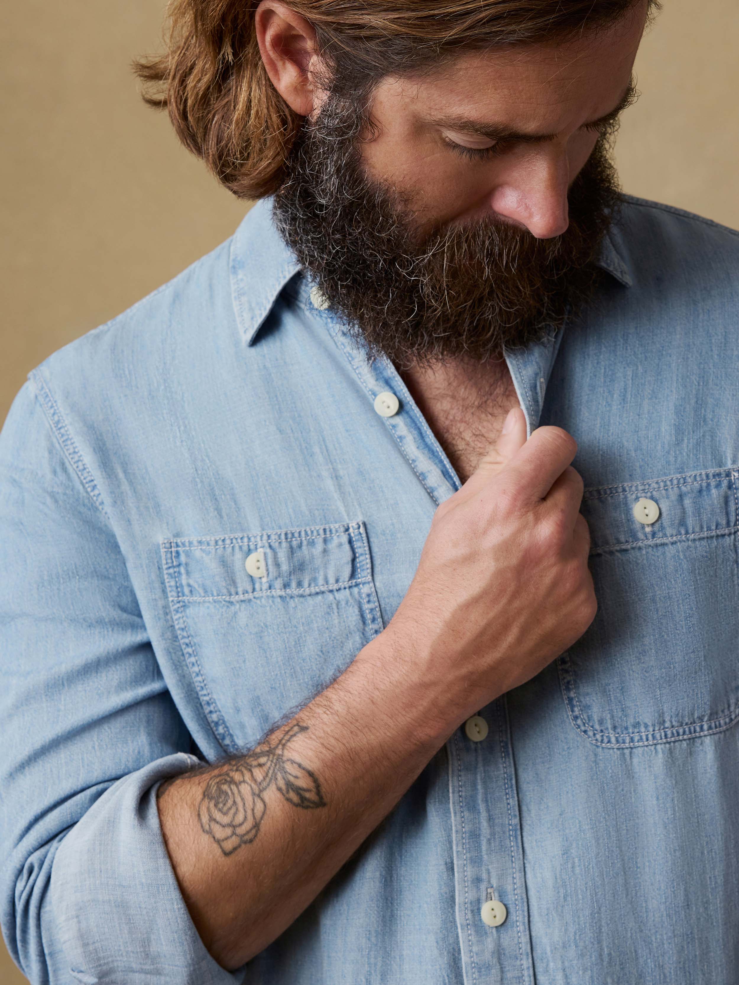 Tried & True Chambray Workshirt - Vintage Indigo | Faherty Brand