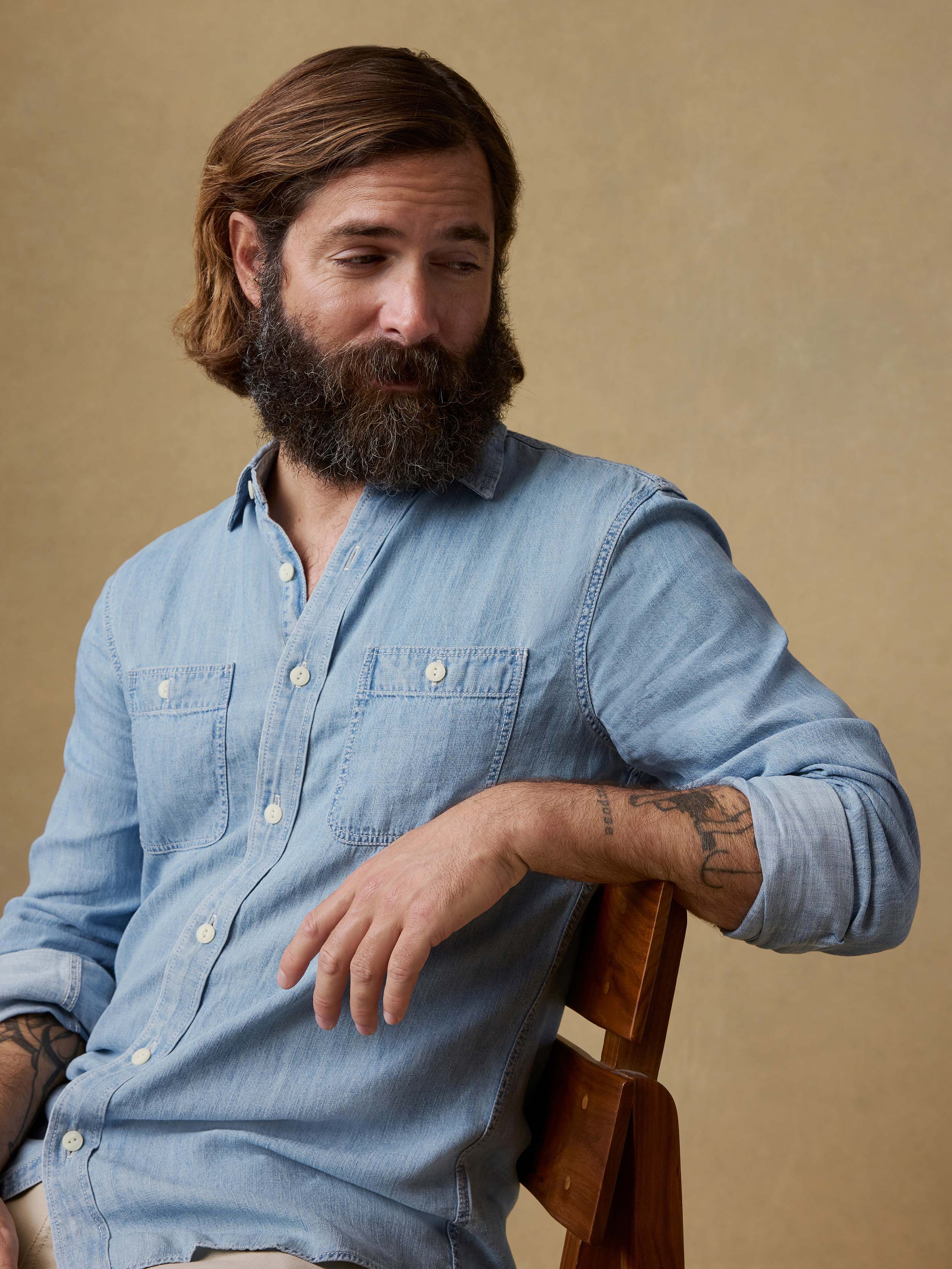 Tried & True Chambray Workshirt - Vintage Indigo | Faherty Brand