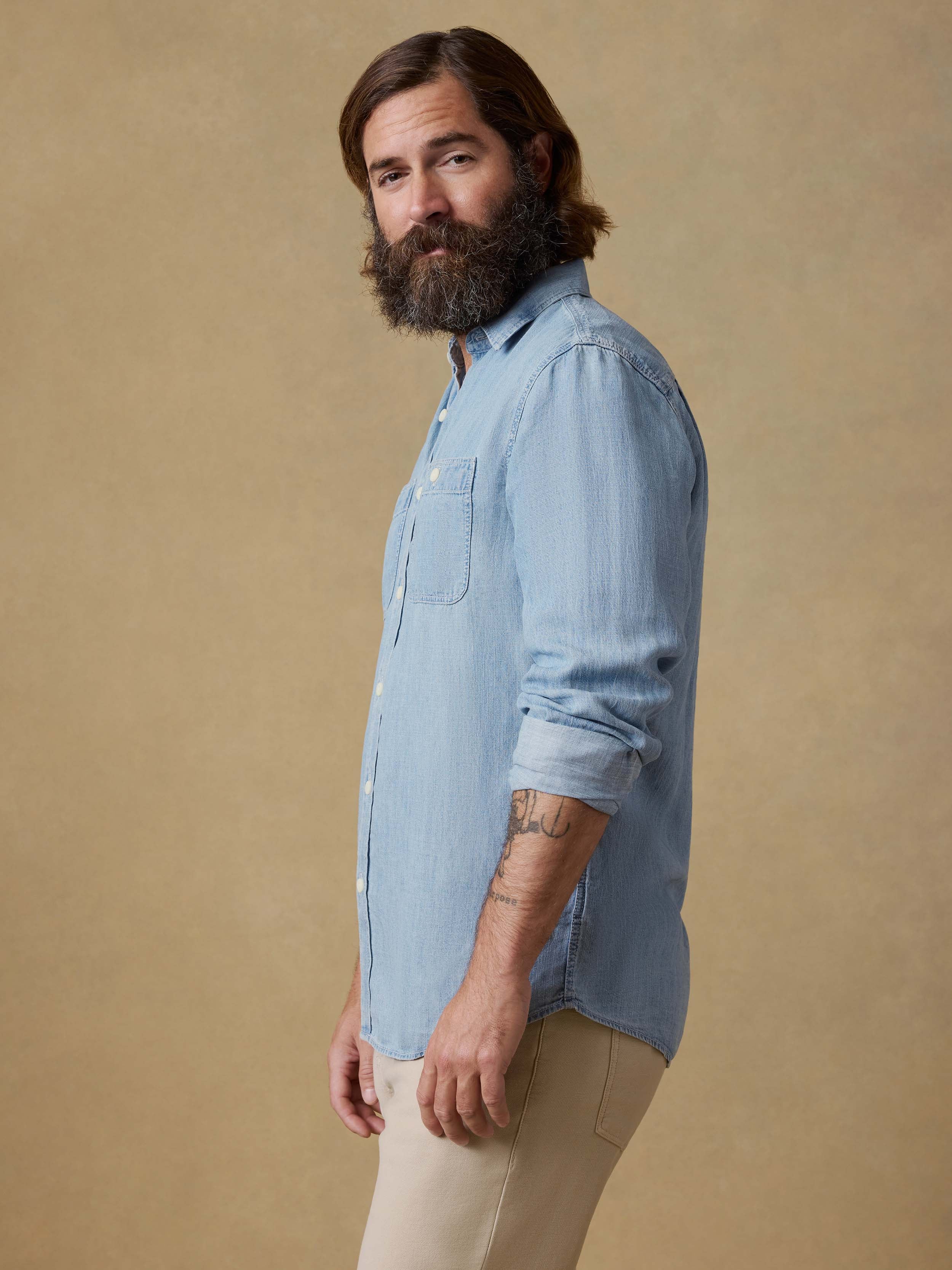Tried & True Chambray Workshirt - Vintage Indigo | Faherty Brand