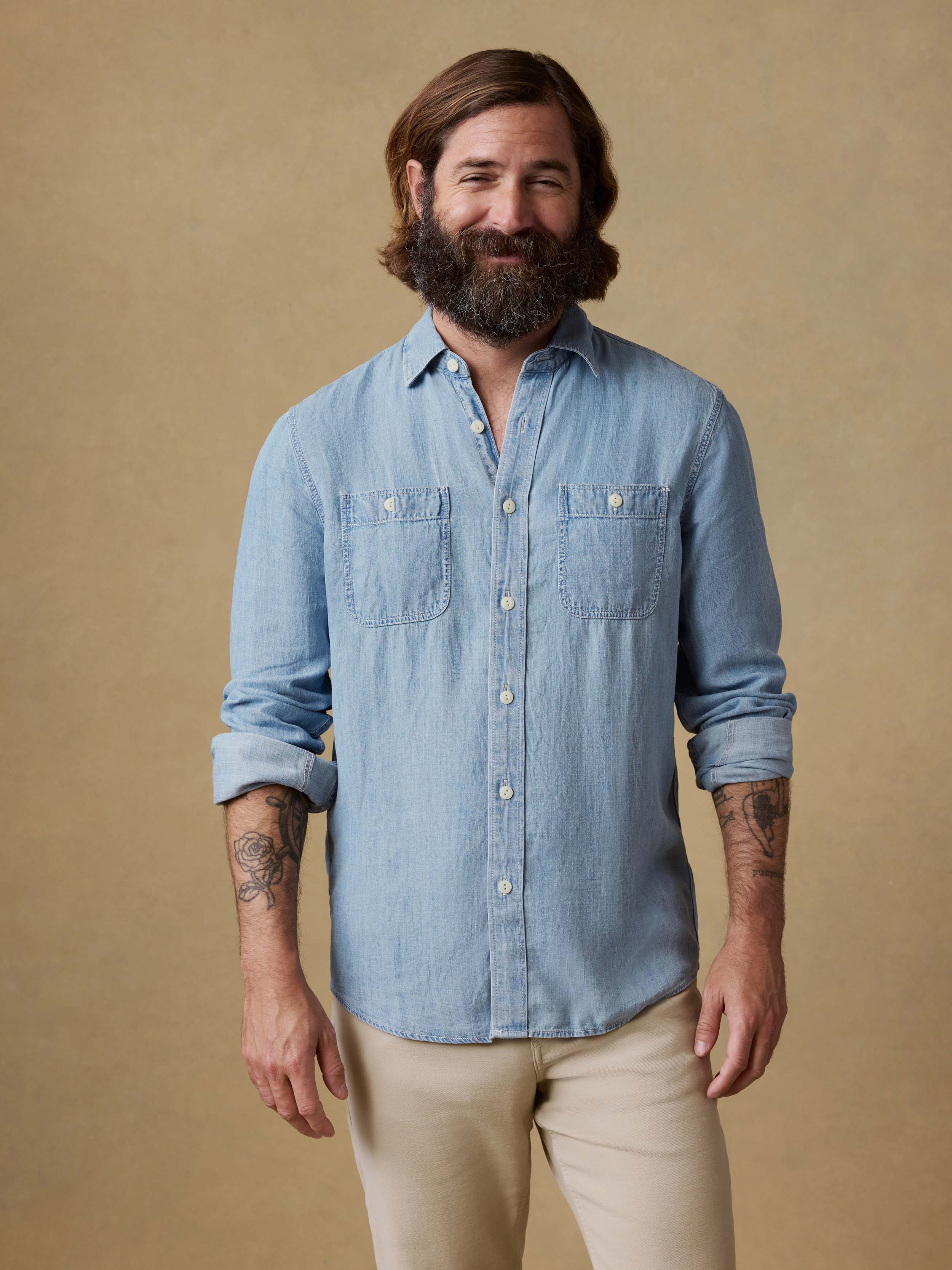 Tried & True Chambray Workshirt - Vintage Indigo | Faherty Brand