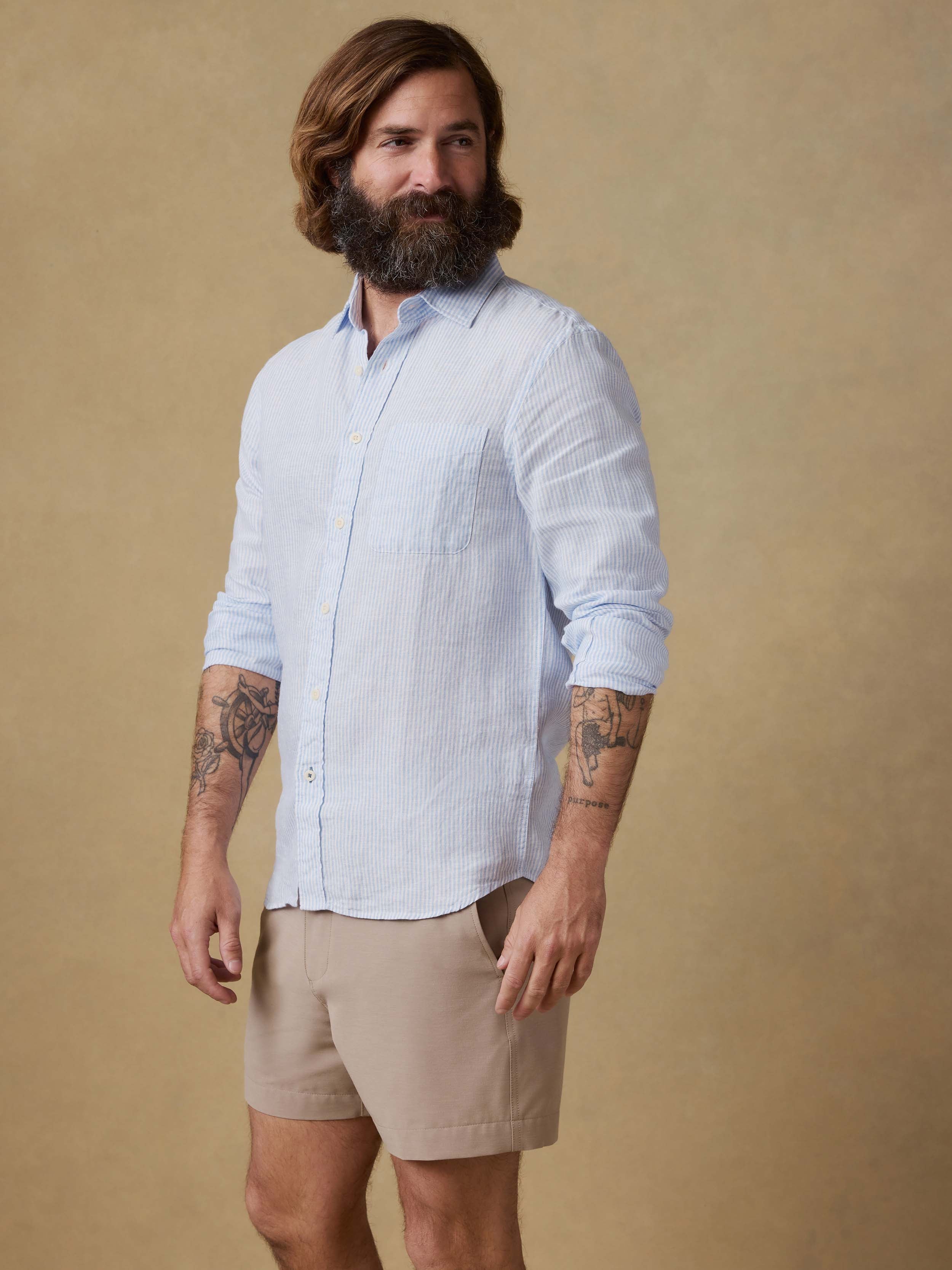 SP26 Faherty Mens MWS2511 UCL LagunaLinenShirt SummerClassicStripe OM FULL BODY 1 Web fd3b8ca9 5c8f 4662 994c fdb4a83a0c45