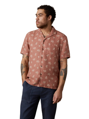 Short-Sleeve Palma Linen Camp Shirt - Sedona Island Surf