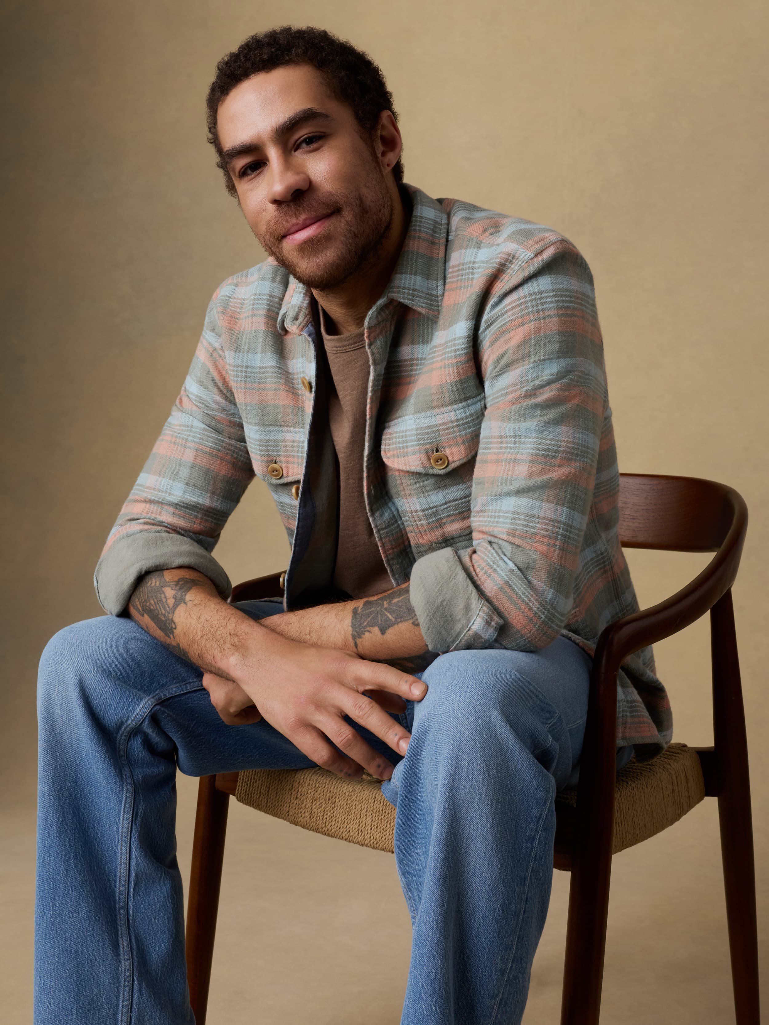  | Belmar Workshirt - Olive Sunset Plaid | Faherty Brand