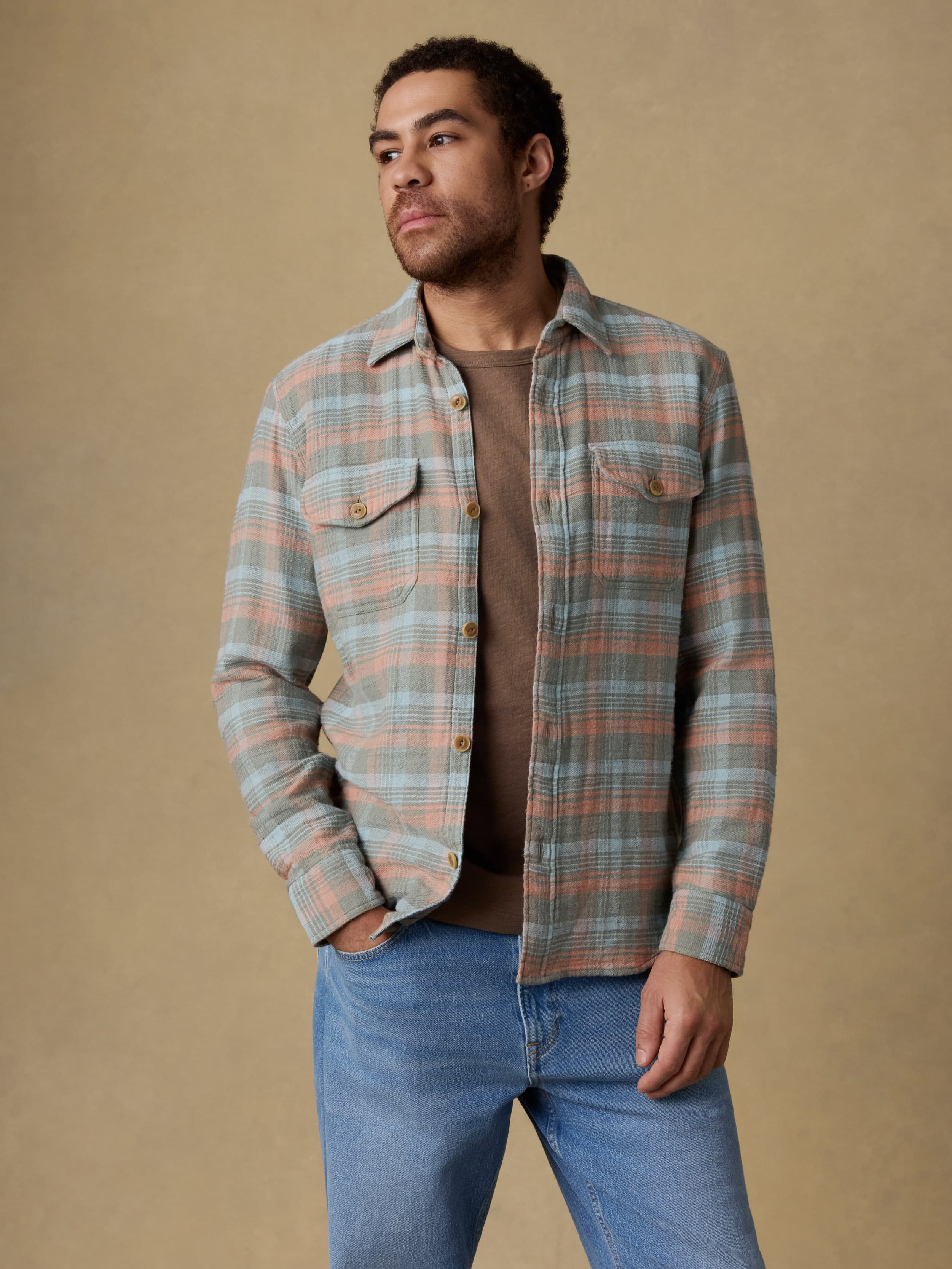  | Belmar Workshirt - Olive Sunset Plaid | Faherty Brand