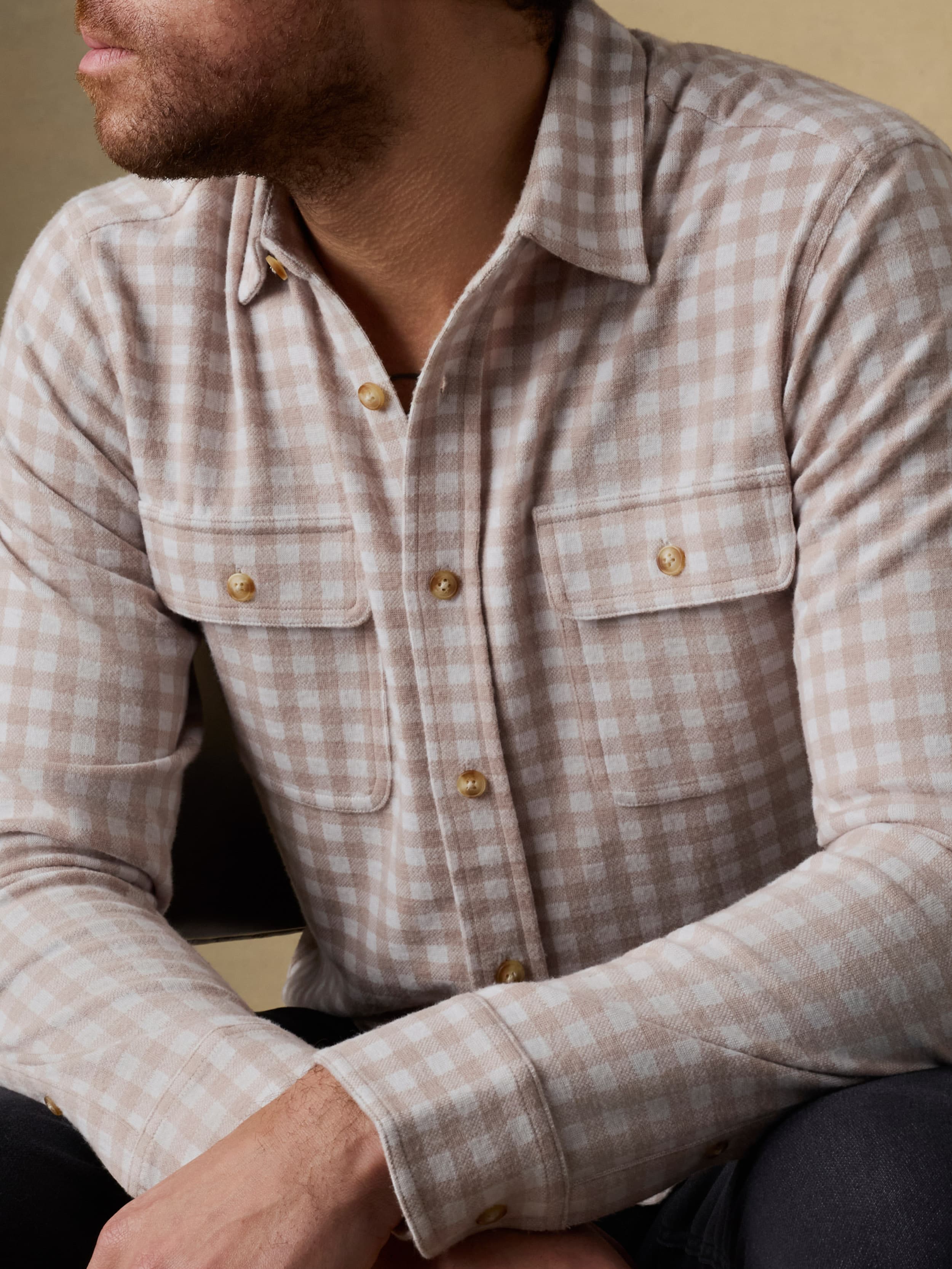 Legend Sweater Shirt - Shore Tan Gingham | Faherty Brand