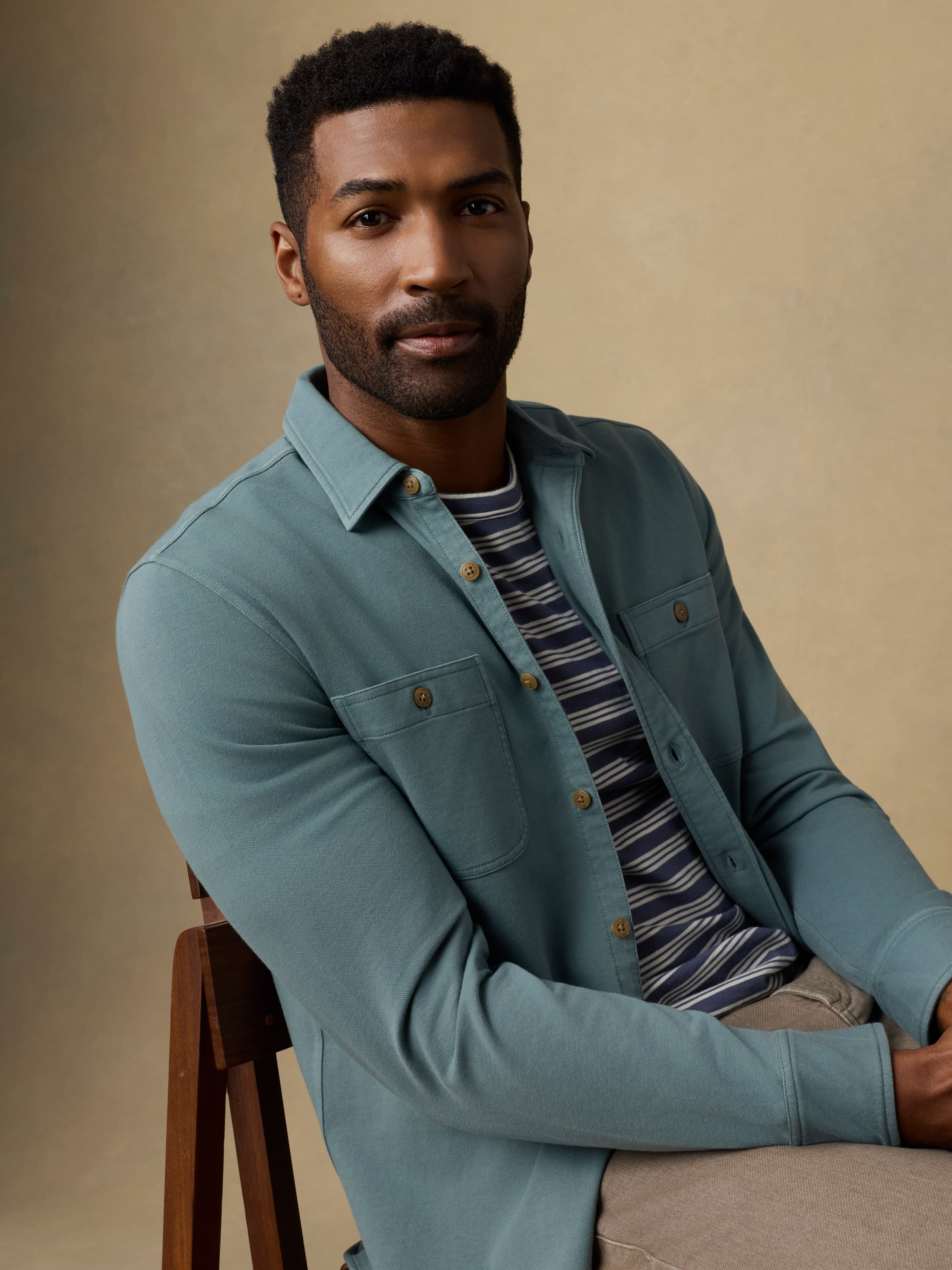 Faherty Men's Field Knit Shirt - Aspen Green, Size XL, Cotton/Elastane Faherty Men's Field Knit Shirt - Aspen Green, Size XL, Cotton/Elastane